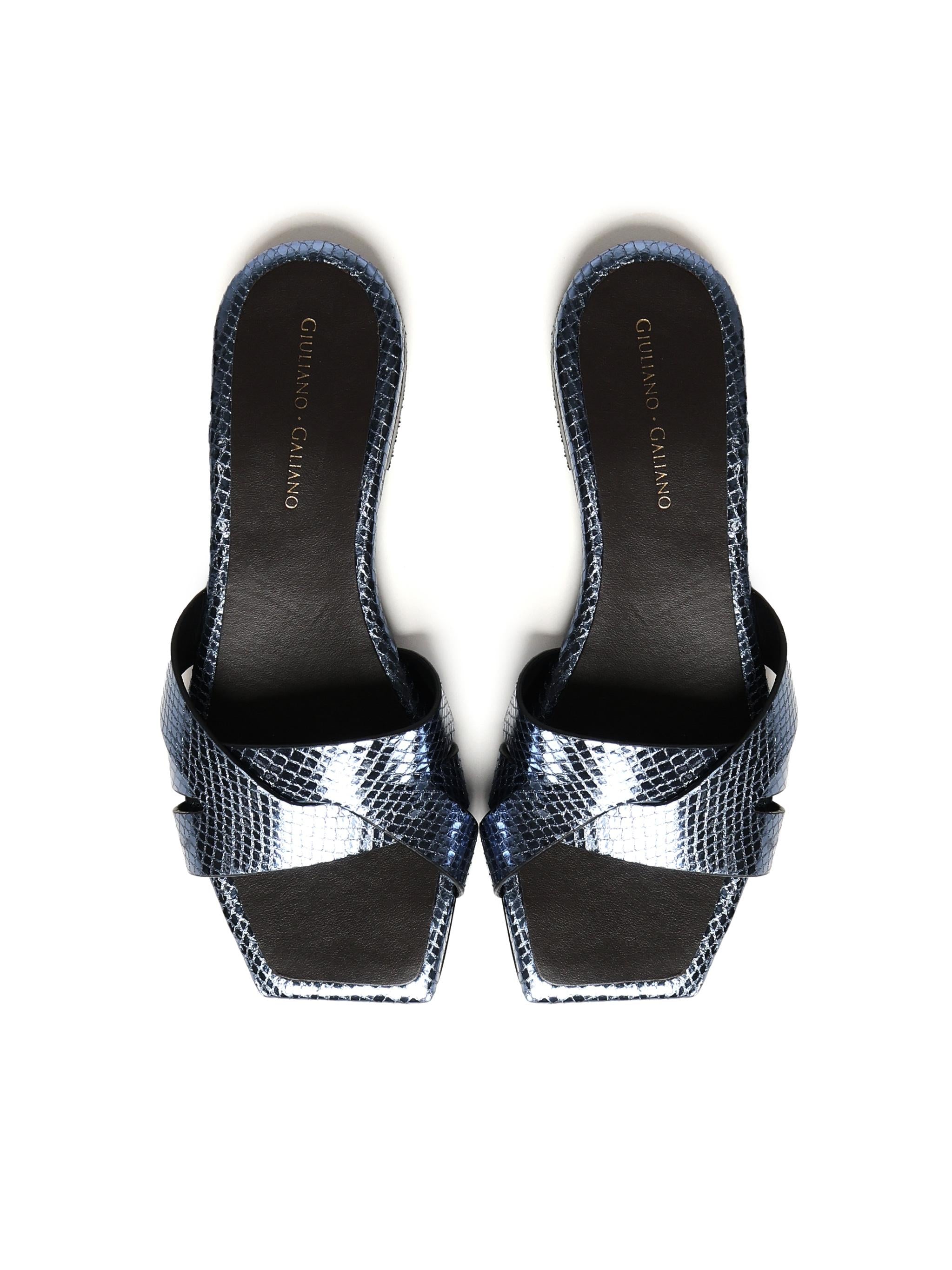 Sandali piatti Miryam<BR/> MIRYAM RETTILE JEANS GIULIANO GALIANO
