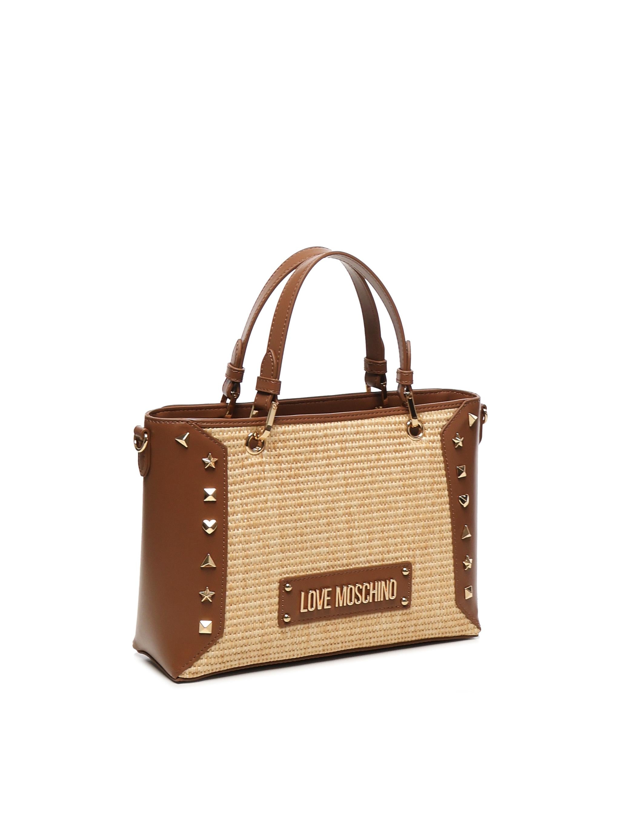 Tote bag in rafia con borchie JC4276PP0MKW1 10A LOVE MOSCHINO