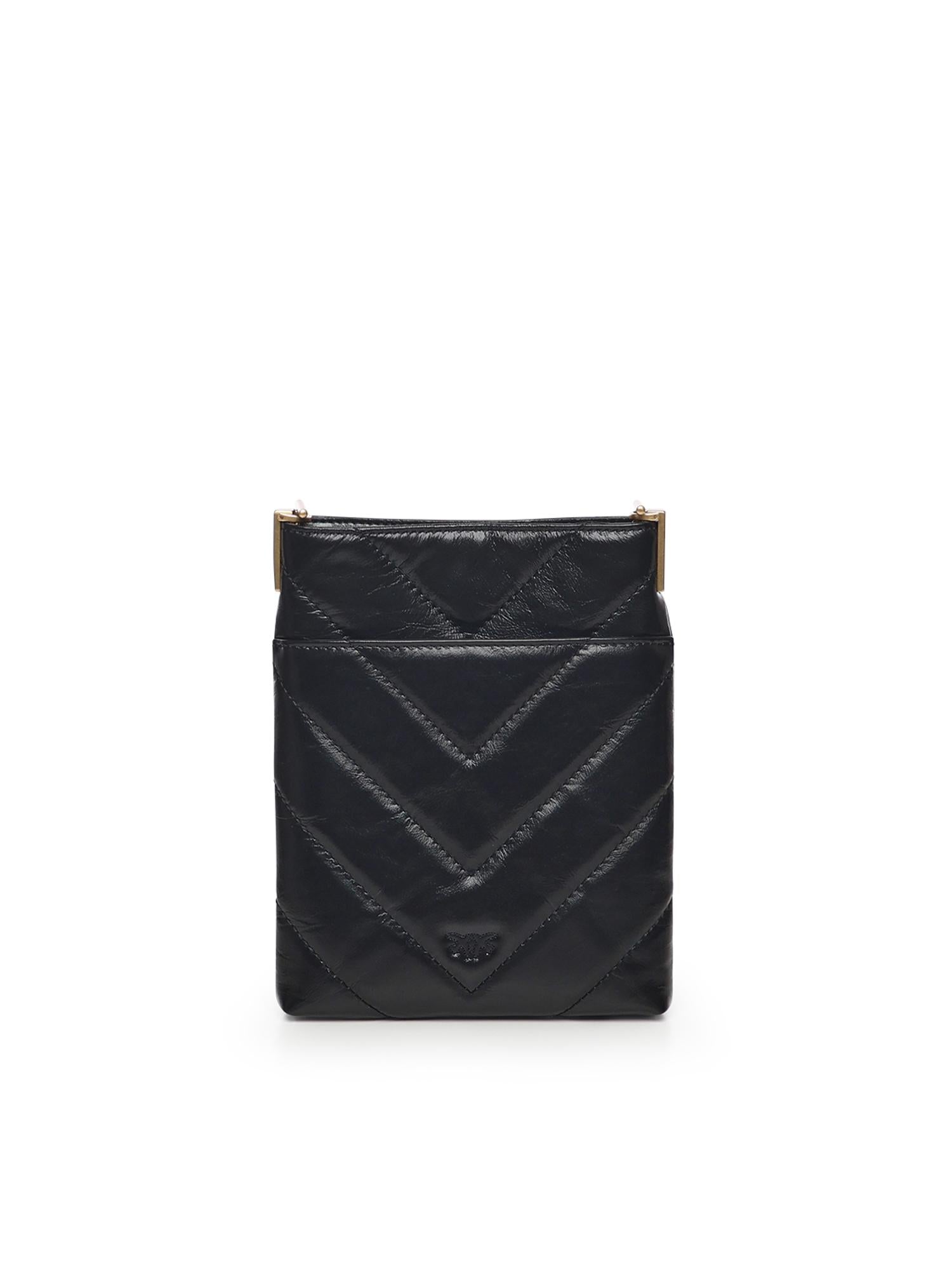 Bustina in pelle motivo chevron 105352 A2W2Z99Q PINKO