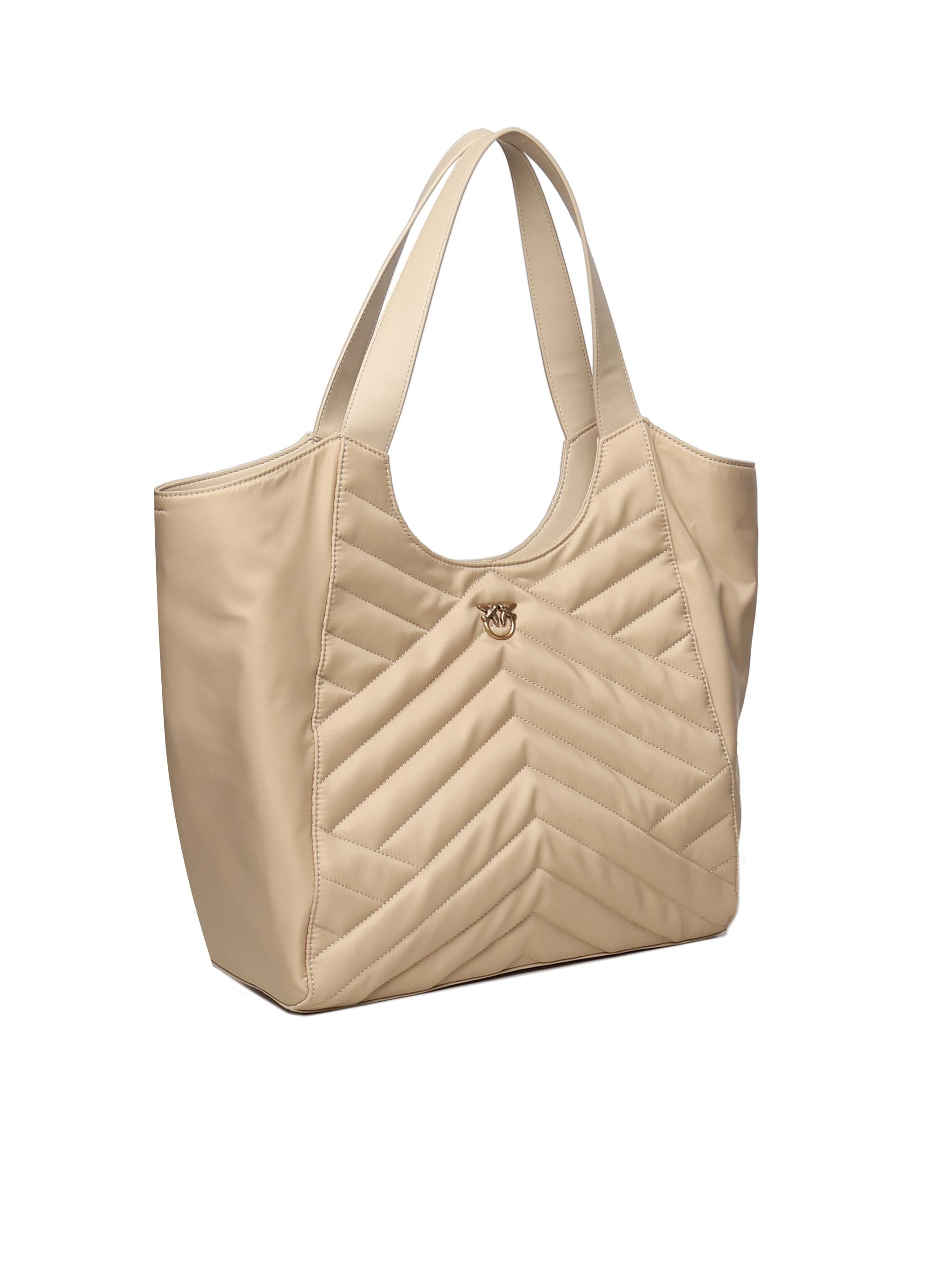 Borsa shopper in tessuto trapunta puzzle 104536 A1EUC50Q PINKO