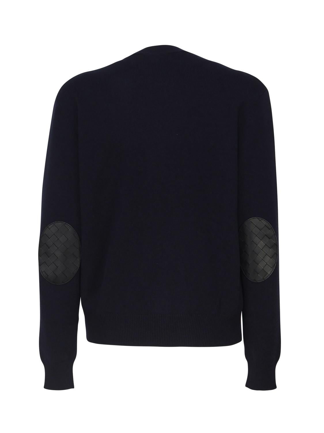 Maglia in cashmere con toppe in pelle intrecciata 772376 V2MM04121 BOTTEGA VENETA