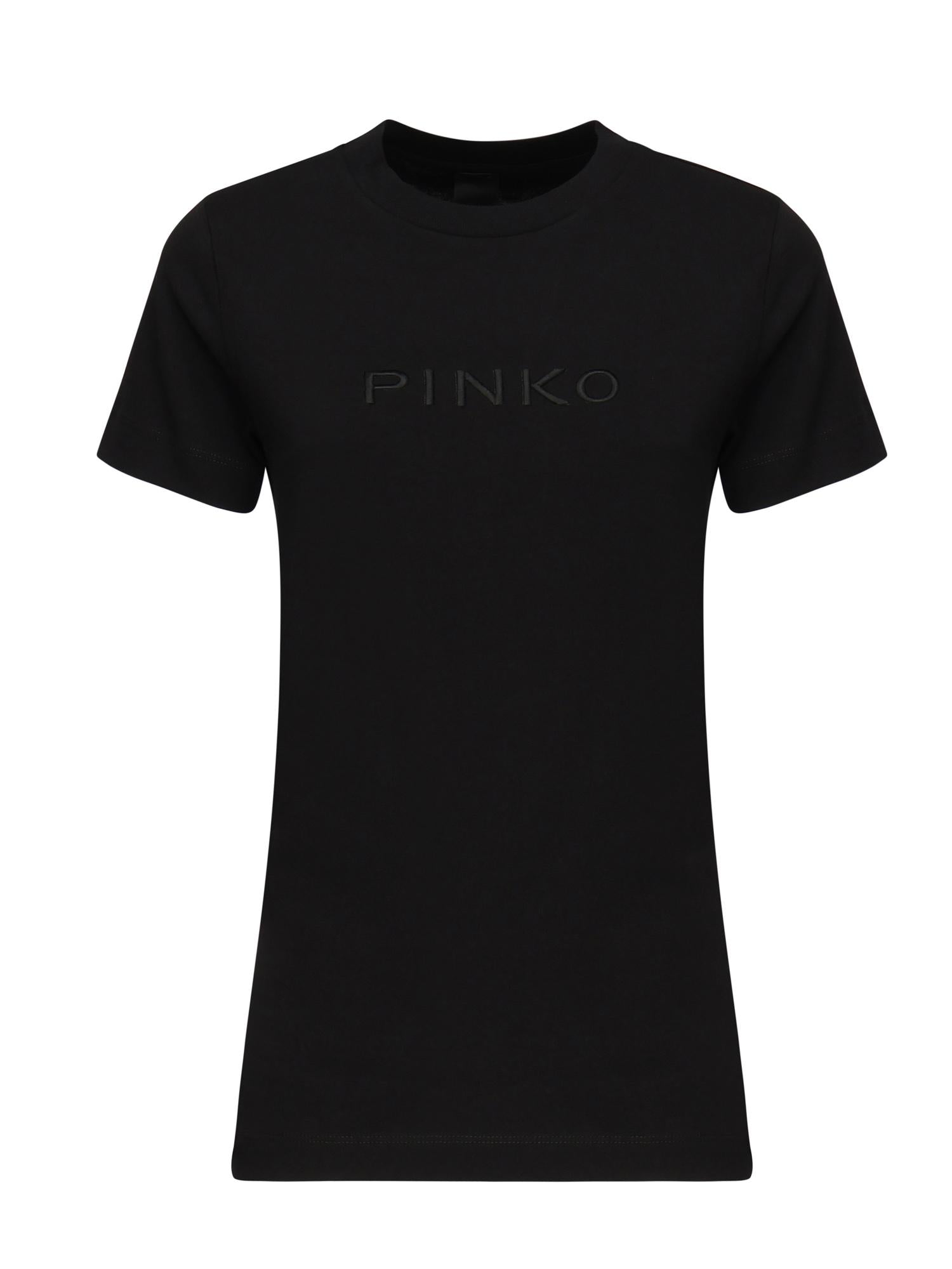 T-shirt con ricamo logo lettering 101752 A2RDZ99 PINKO