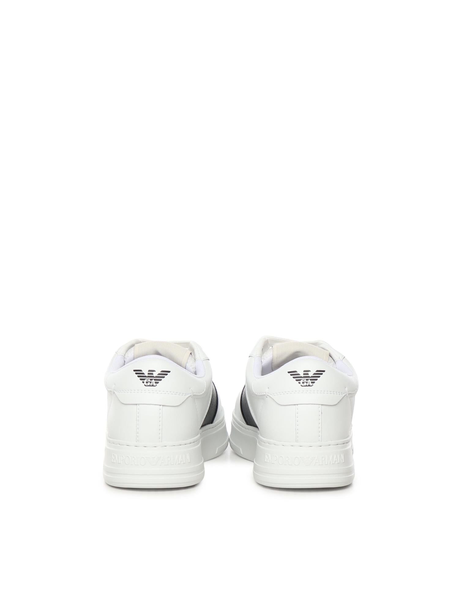 Sneaker in pelle con banda a contrasto EM003701 AF18017MZ021 EMPORIO ARMANI