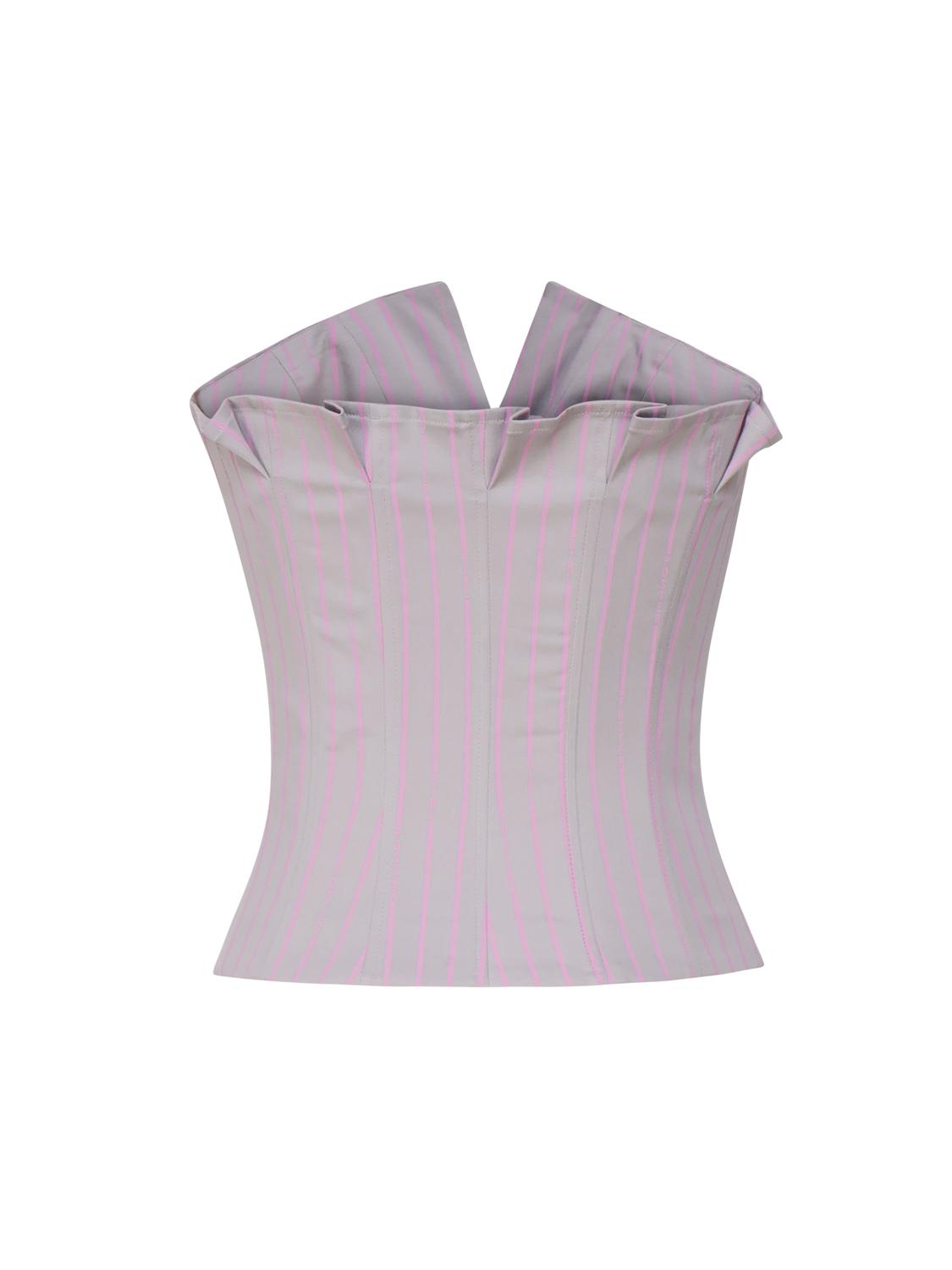 Top corsetto Court SS24RTWTP086 STRETCH COTTONGREY/PINK PINSTRIPE POSTER GIRL