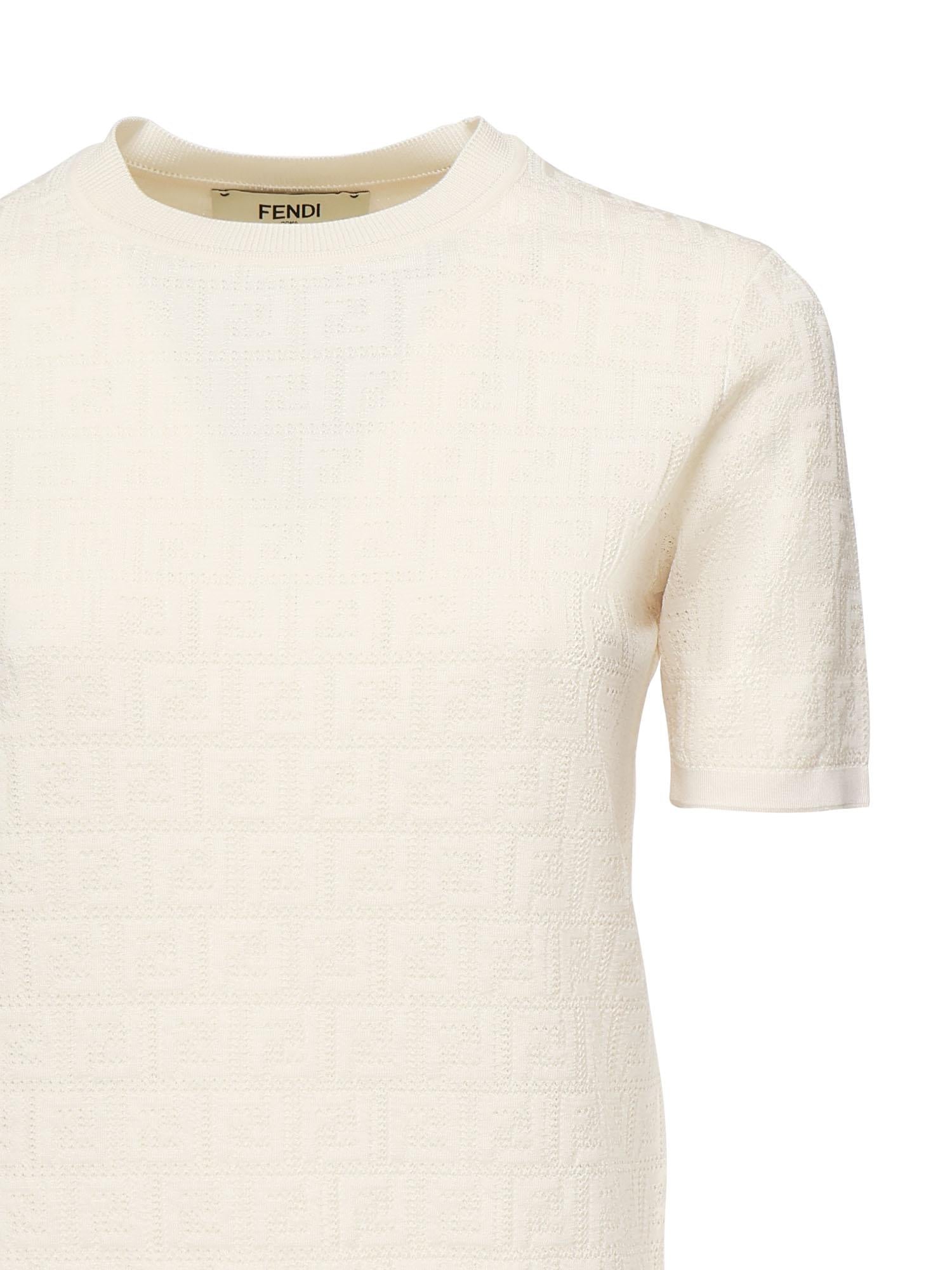 Maglia in cotone e viscosa FF jacquard FZXD57 AUZRF0ZNM FENDI