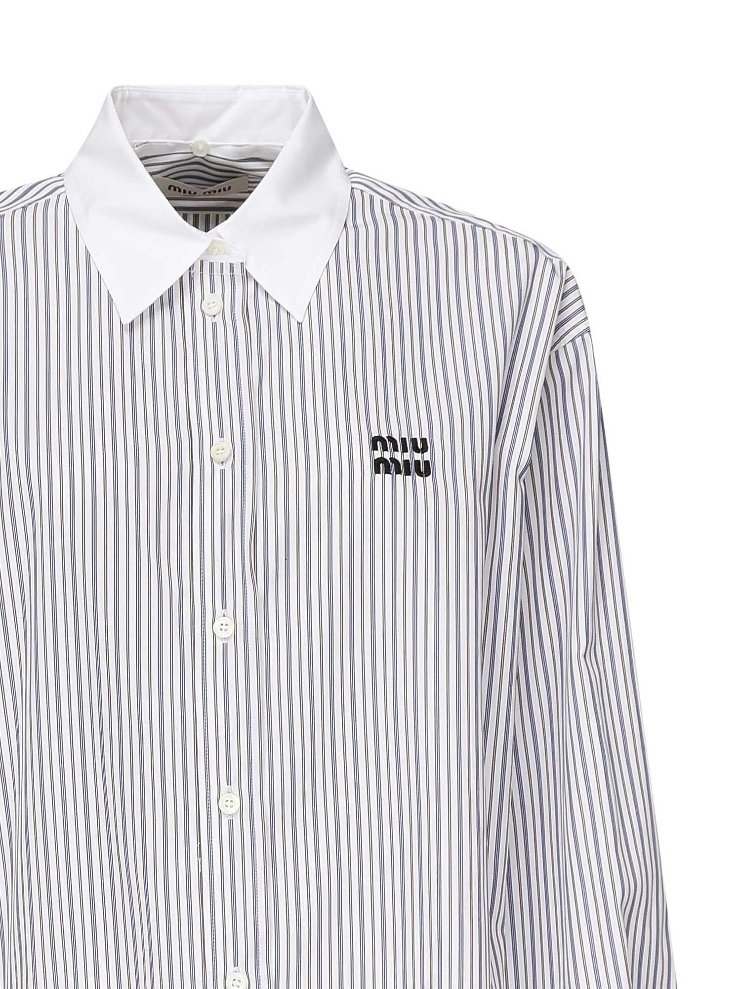Camicia in popeline a righe<BR/> MK1971 174TF0963 MIU MIU