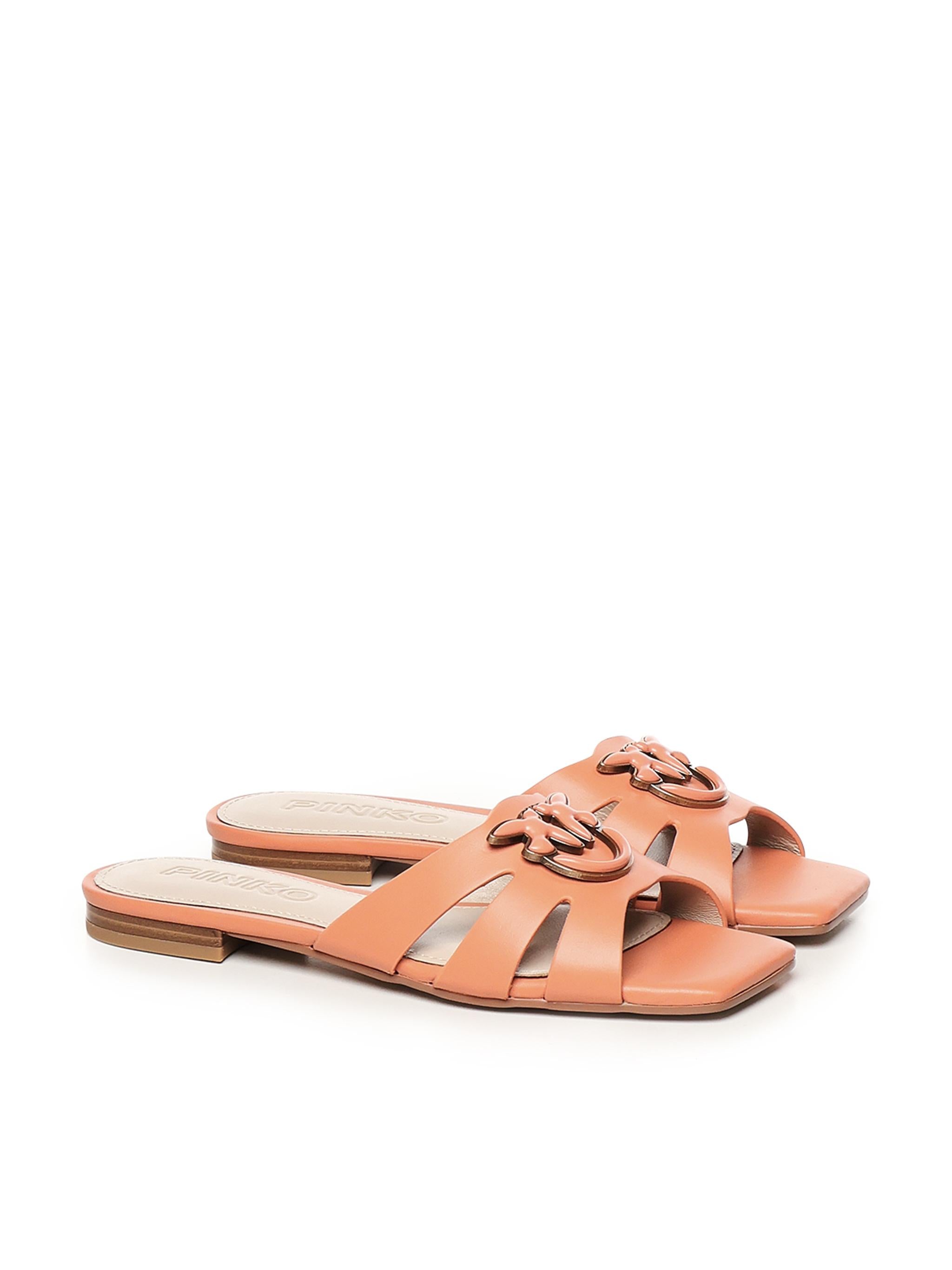 Ciabattine in nappa con logo uccellini SD0313 P003Q74 PINKO