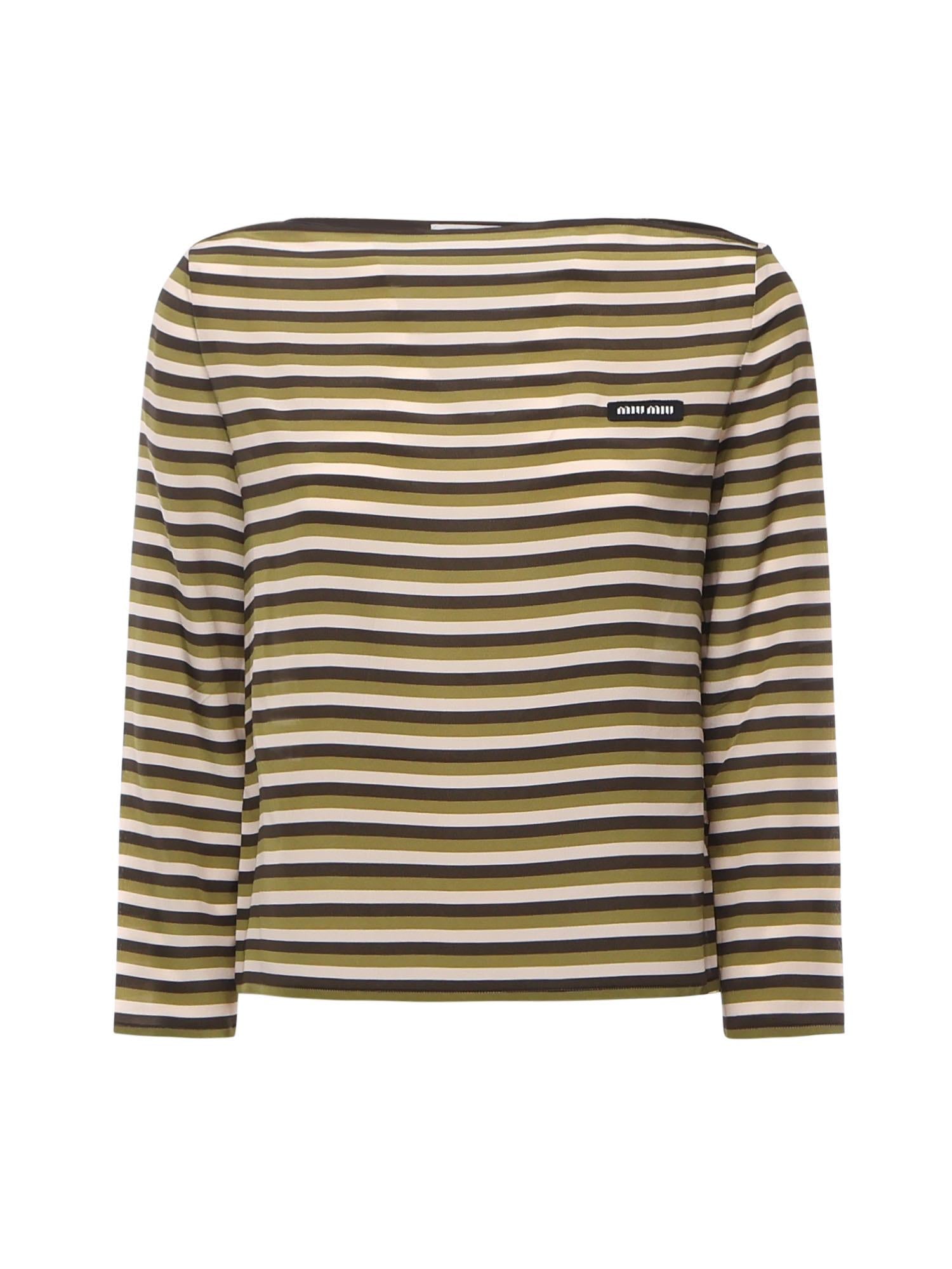 Top a righe con logo MT2144 1731F04DA MIU MIU