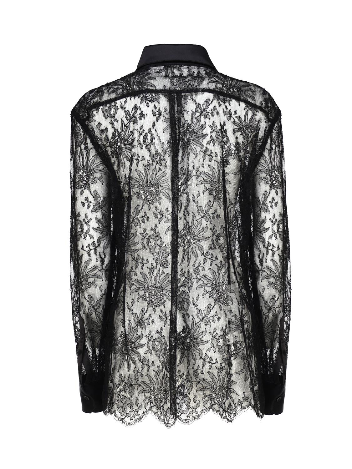 Camicia in pizzo Chantilly con dettagli in raso F5R42T MLMAEN0000 DOLCE & GABBANA