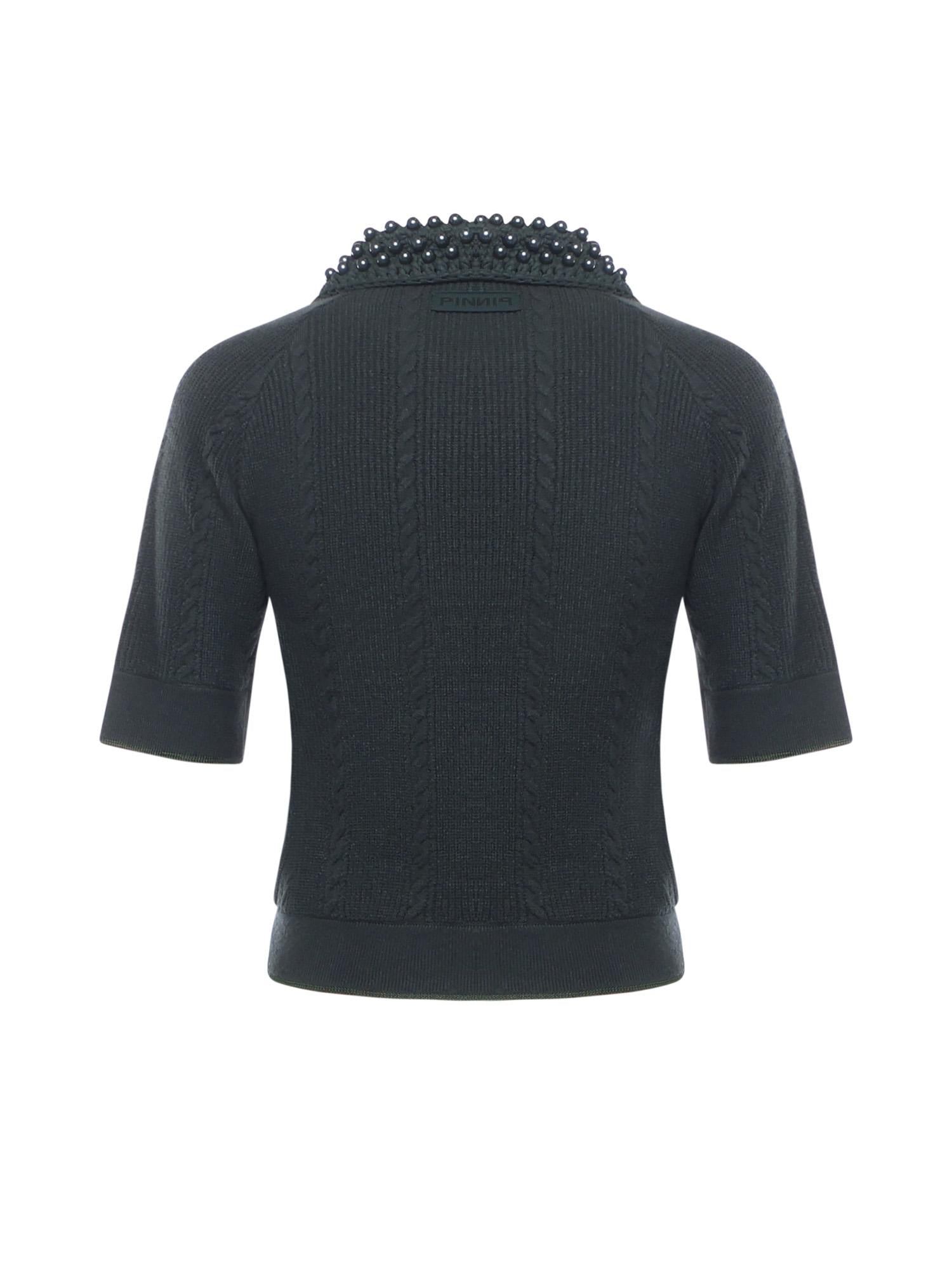 Maglia stile polo con perle 105484 A2QZX34 PINKO