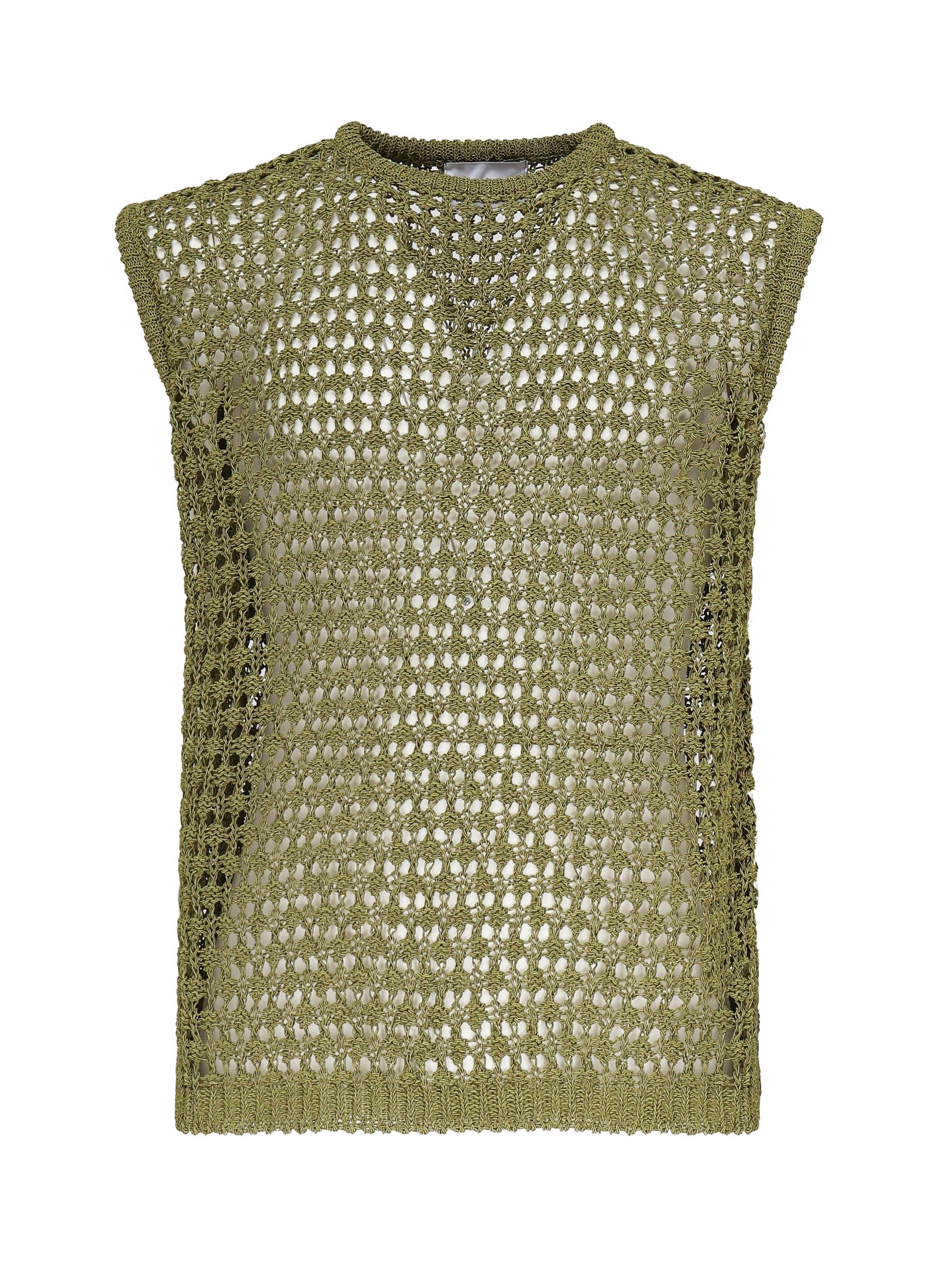 Gilet in maglia traforata KN006 GRN BONSAI