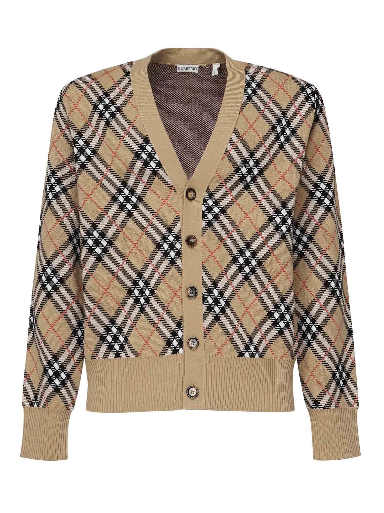 Cardigan in misto lana e mohair Check 8110629 B9368 BURBERRY