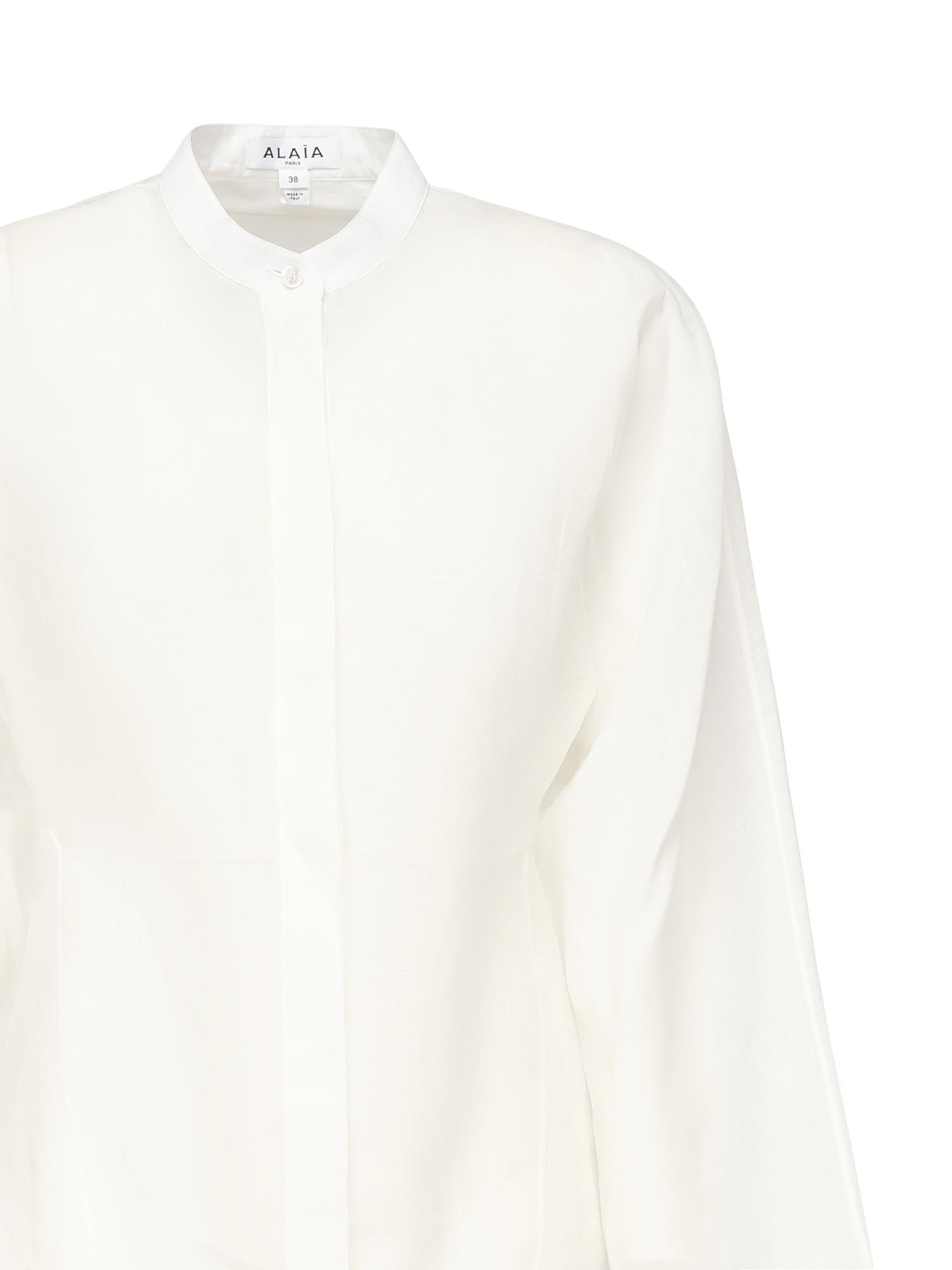 Camicia arrotondata in misto lino AA9C0988W069B 000 ALAIA