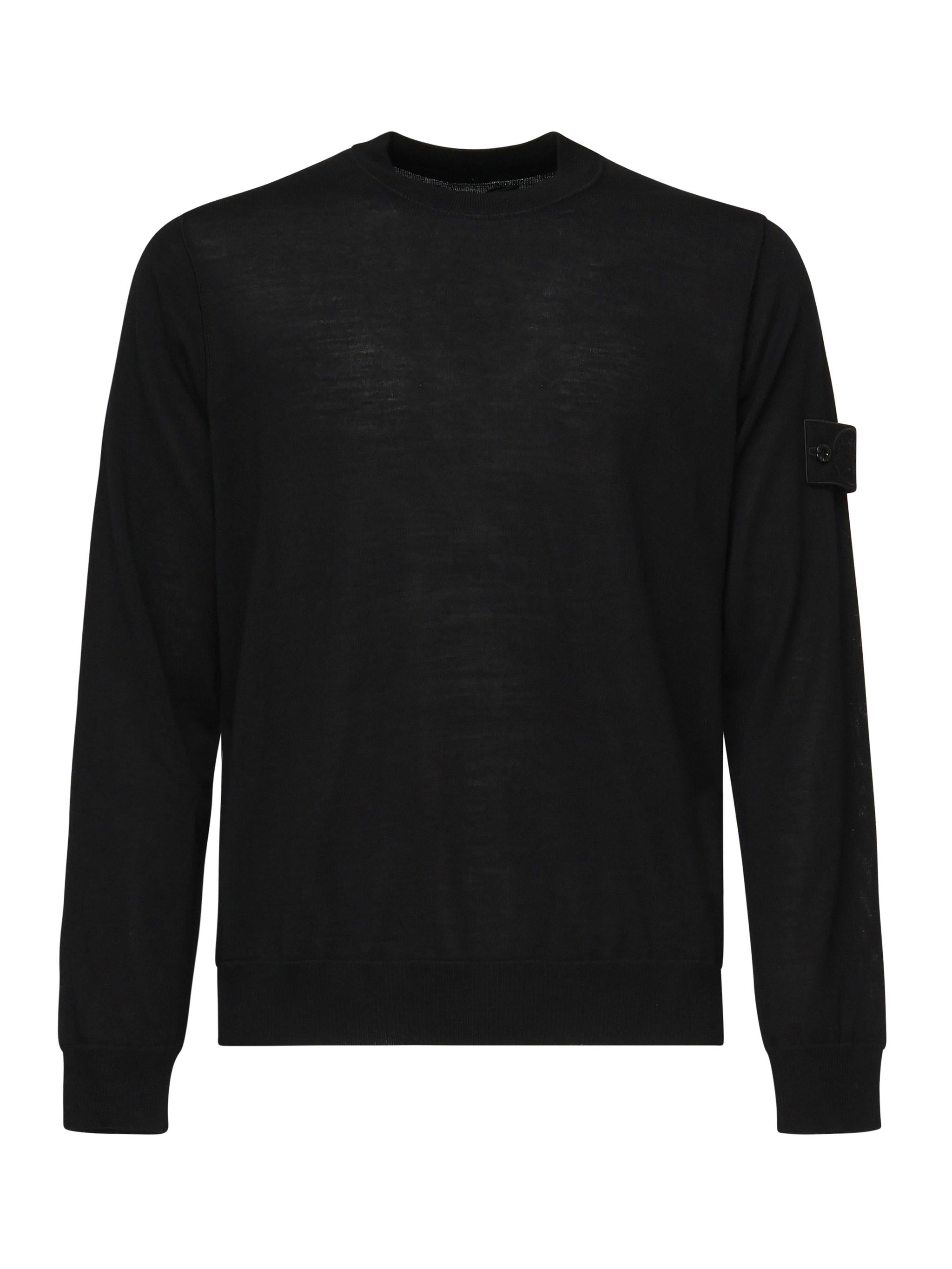 Maglia girocollo nero in lana leggera<BR/> K1S155100066 S00FCV0029 STONE ISLAND