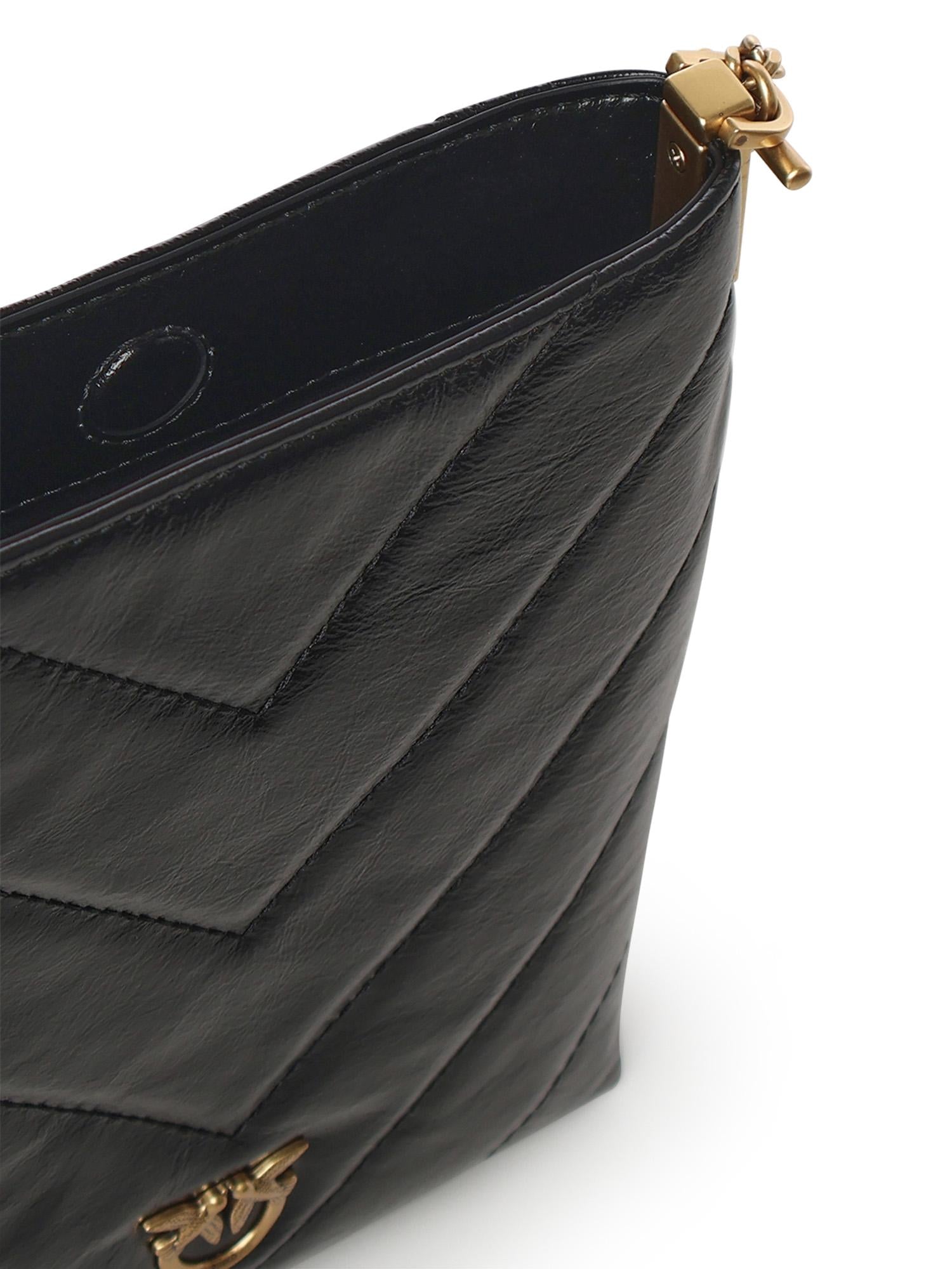 Bustina in pelle motivo chevron 105352 A2W2Z99Q PINKO