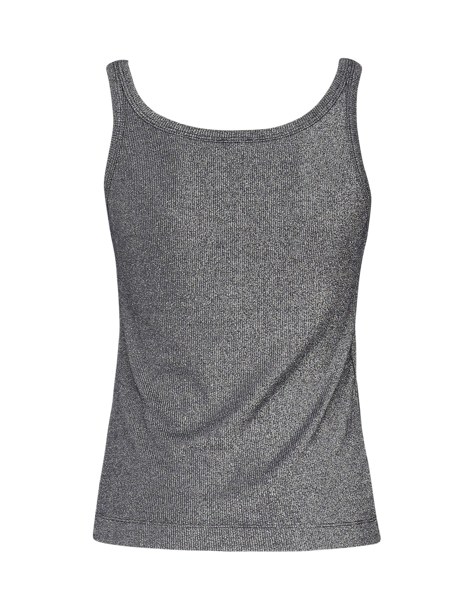 Top a canotta in maglia metallizzata con bottoni 104649 A2CQEI2 PINKO