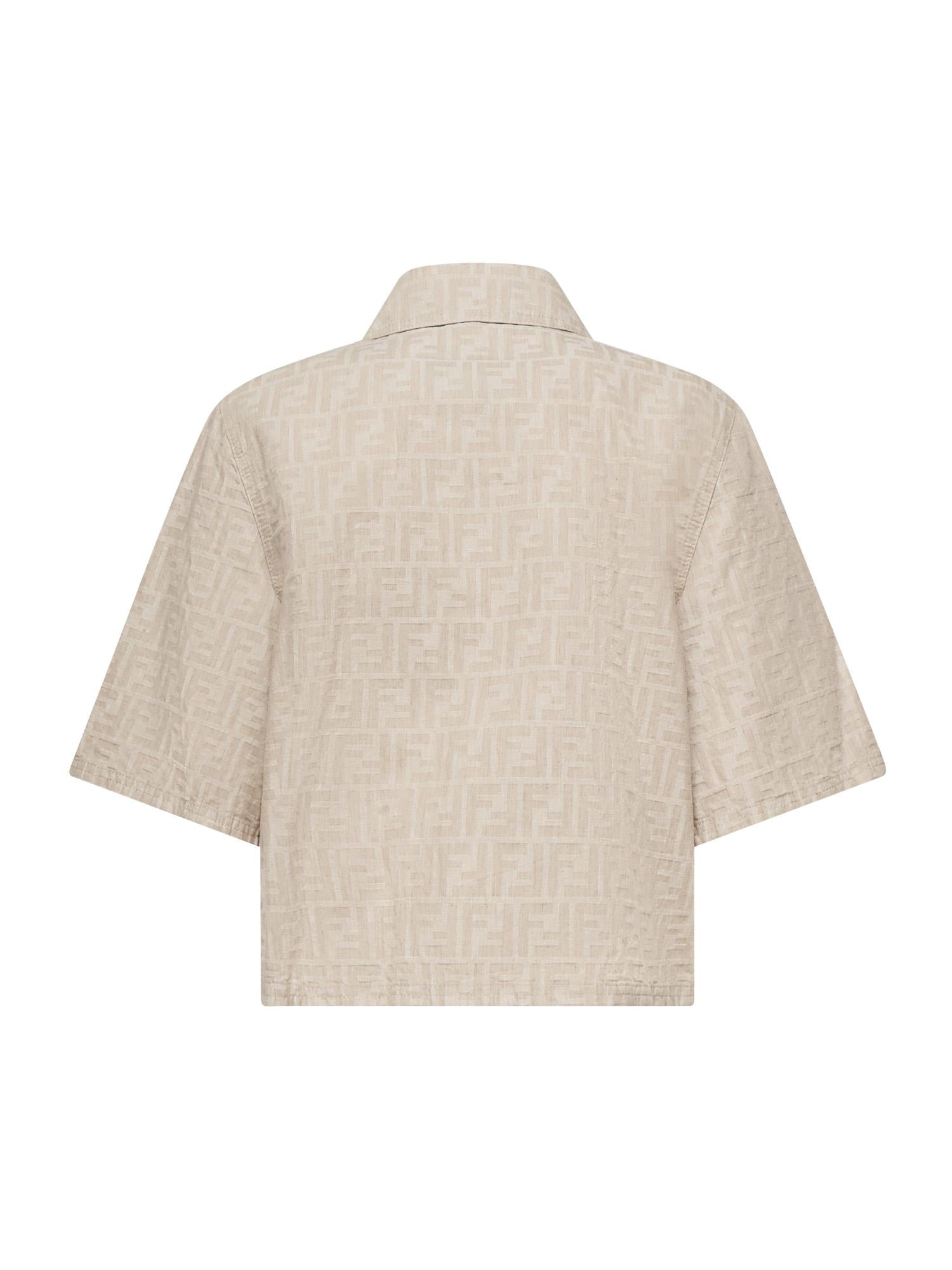 Giacca cropped in chambray FF jacquard FLF790 ASMFF1SAZ FENDI
