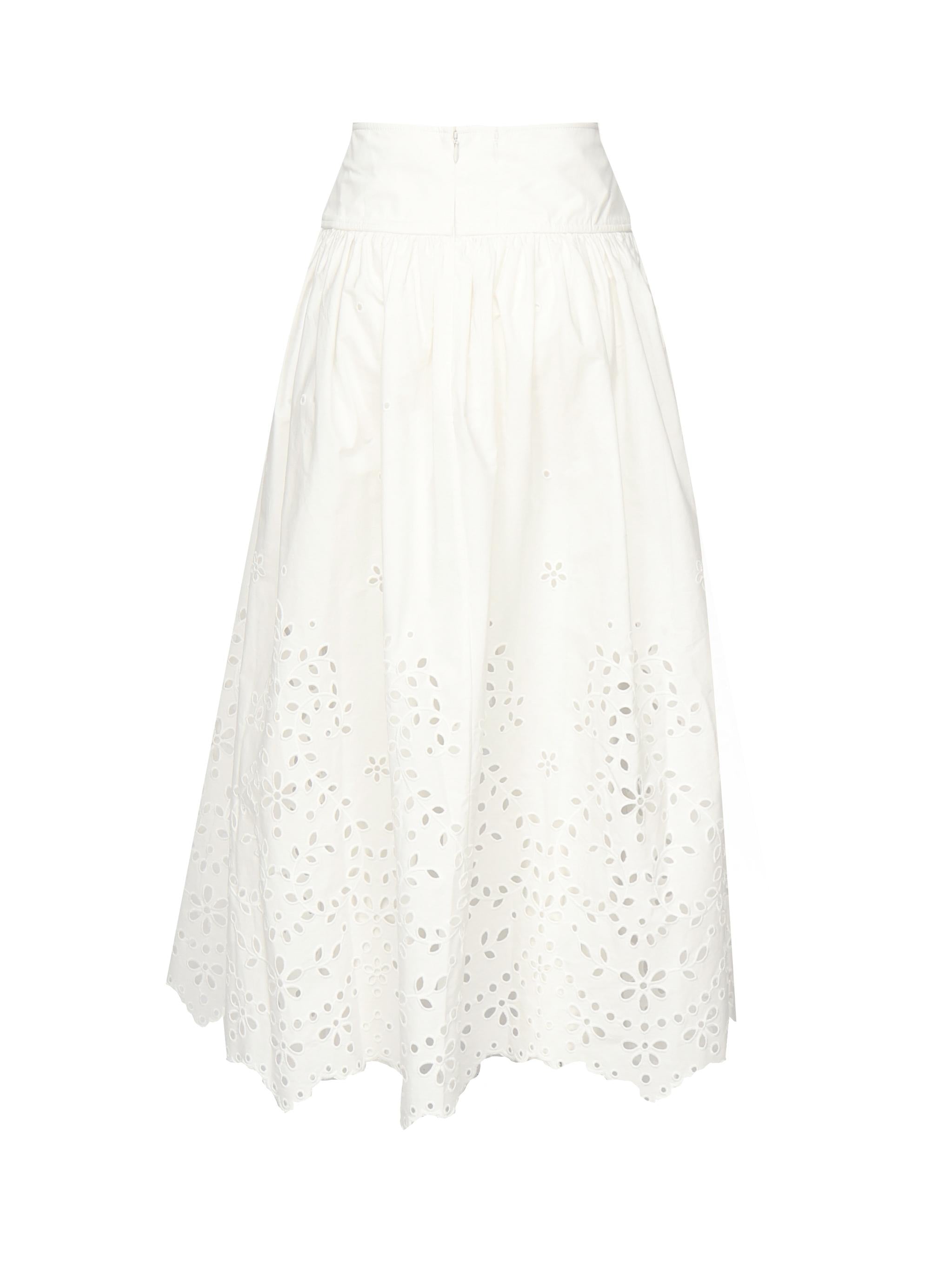 Gonna midi ricamata in cotone SS25137MSK WHITE SELF-PORTRAIT