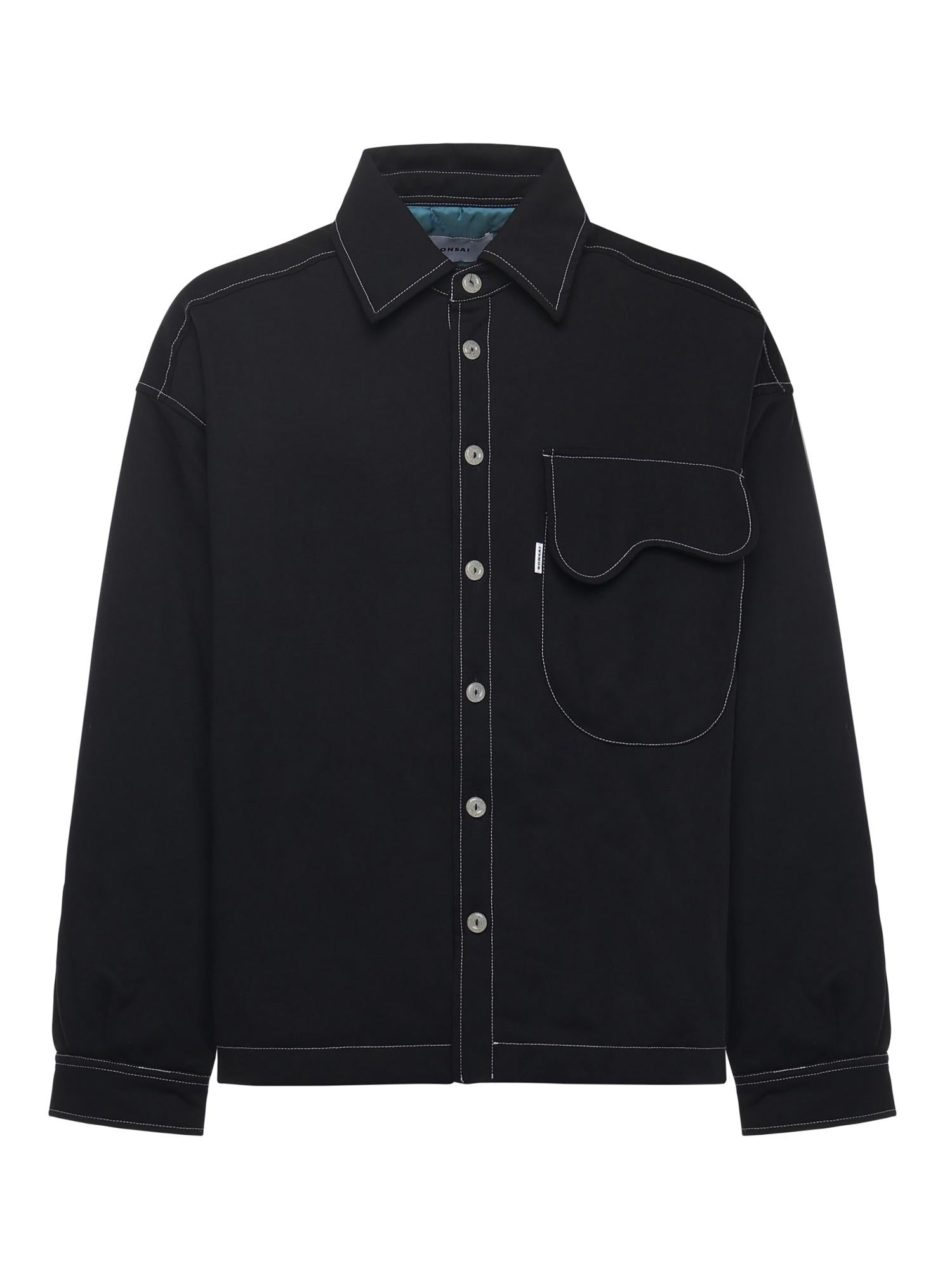 Overshirt con tasca sul petto SH003002 BLK BONSAI