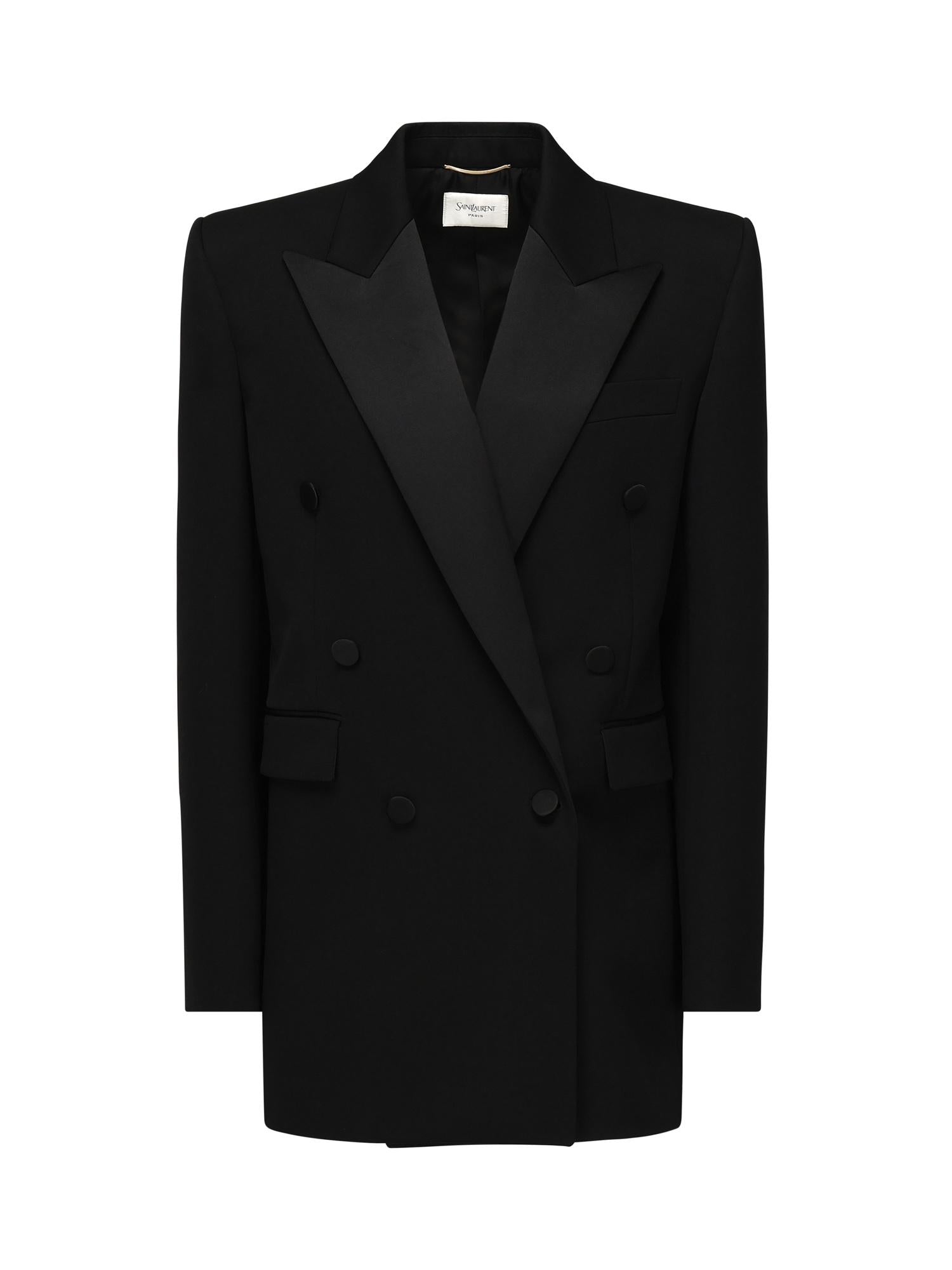Giacca smoking in grain de poudre 828008 Y7E631000 SAINT LAURENT