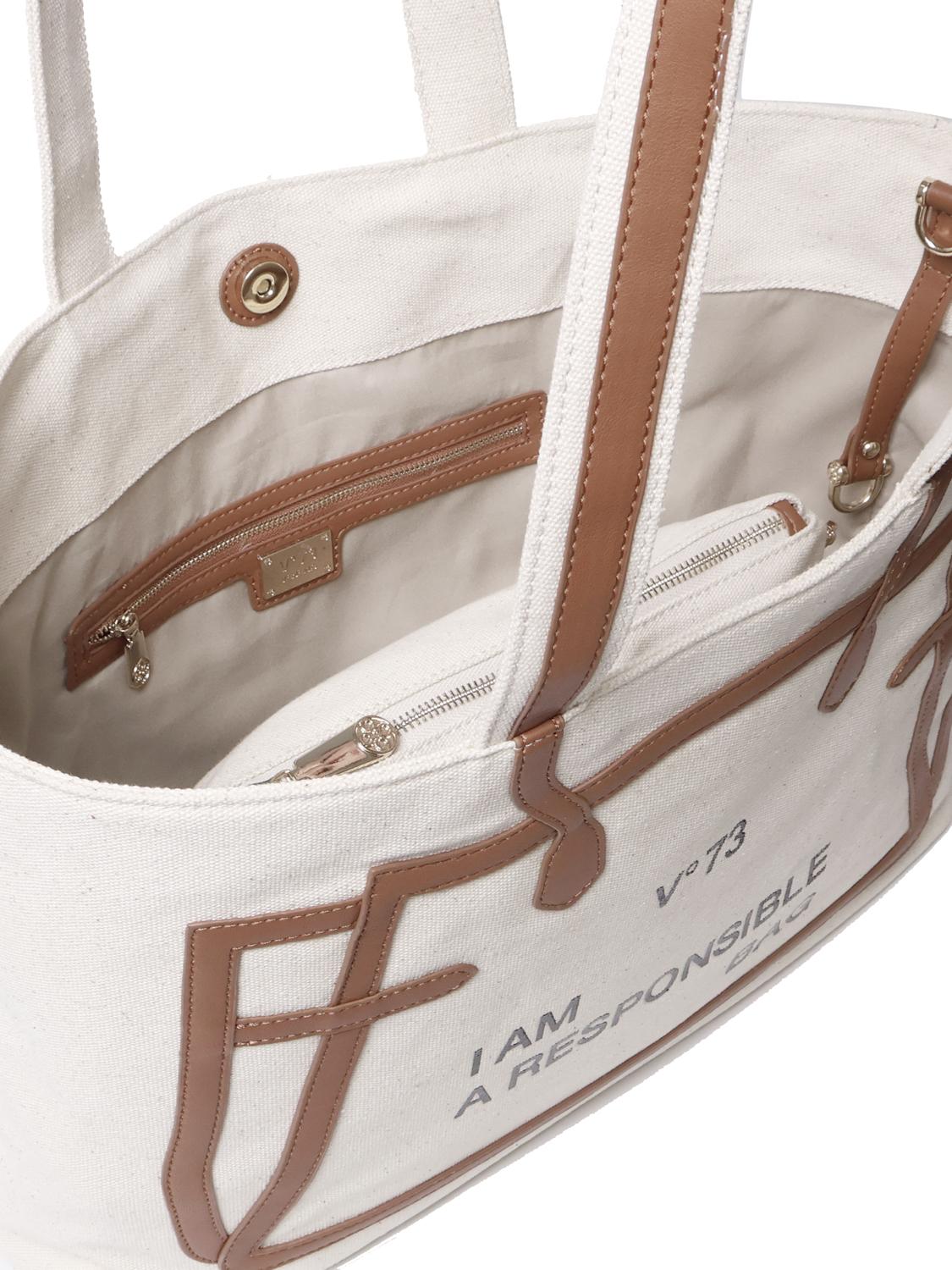 Borsa tote I am responsible 73BS7UH01 RESPONSIBILITY MUSTNATURALE/CUOIO V° 73