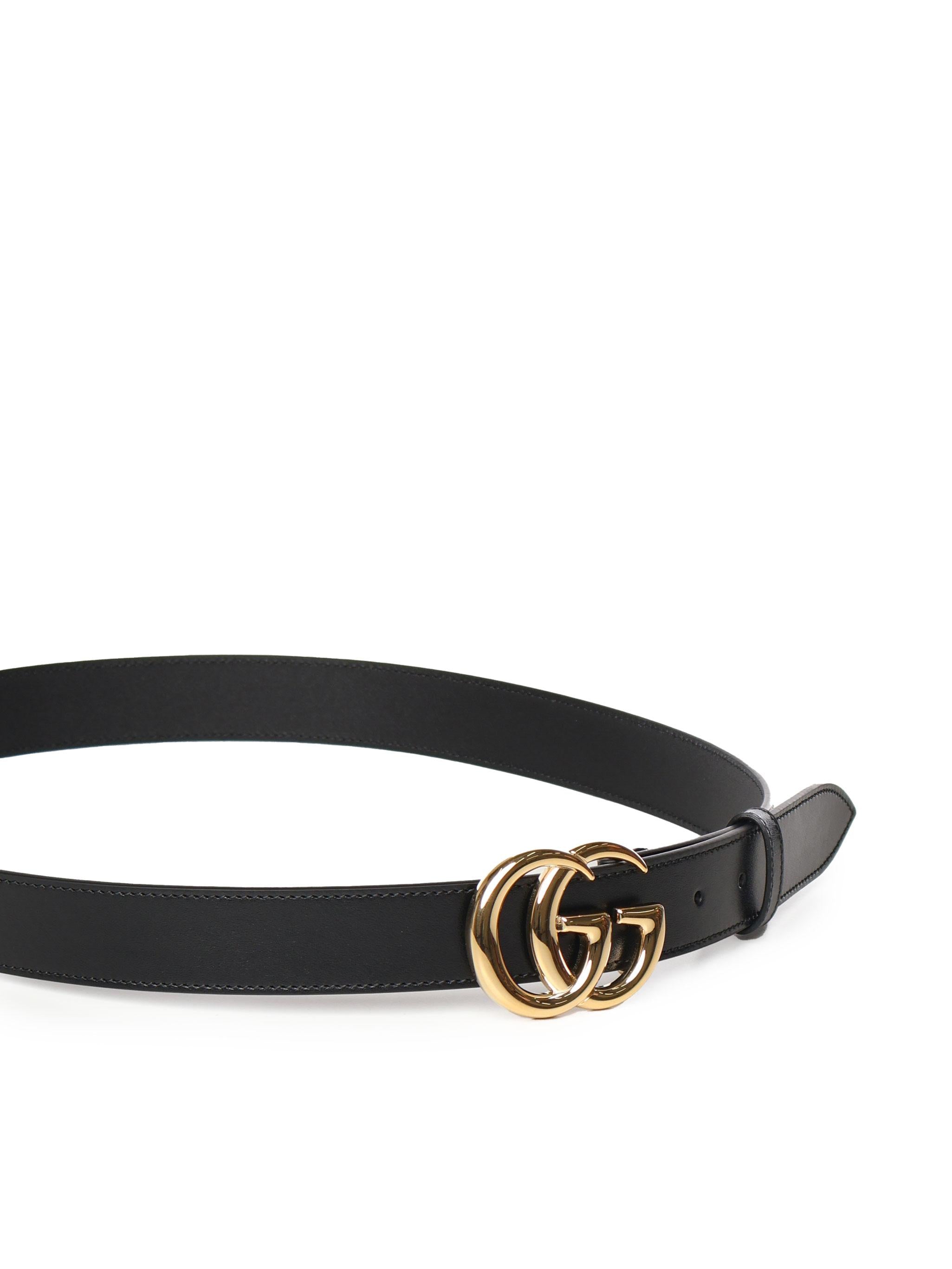 Cintura in pelle GG Marmont con fibbia lucida 414516 0YA0G1000 GUCCI