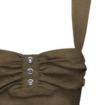 Crop top in lino con bottoni 104885 A0IMX26 PINKO