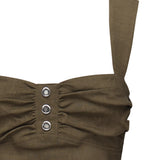 Crop top in lino con bottoni 104885 A0IMX26 PINKO