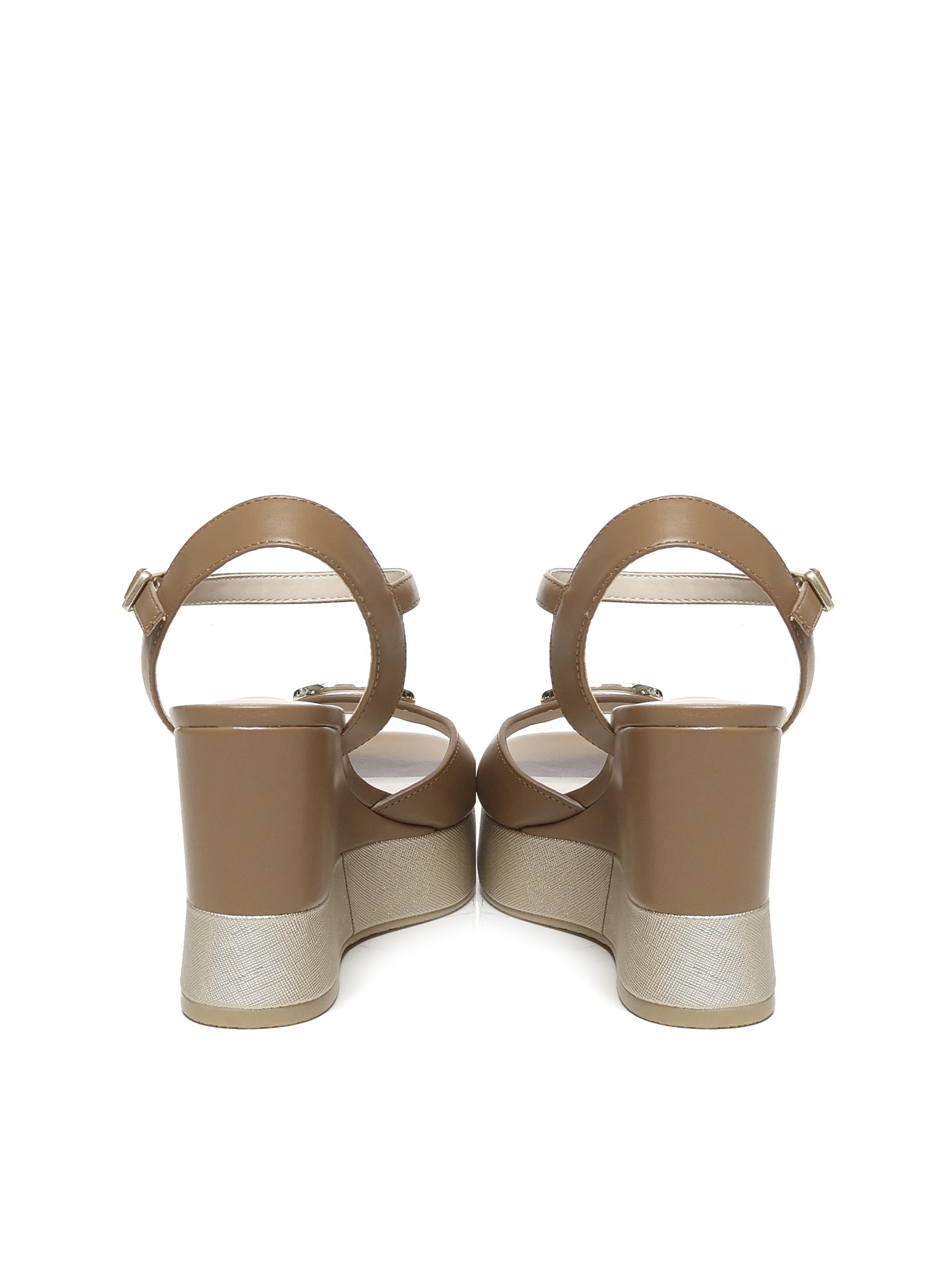 Sandali zeppa in pelle SA5117P0102S1853 LIU JO