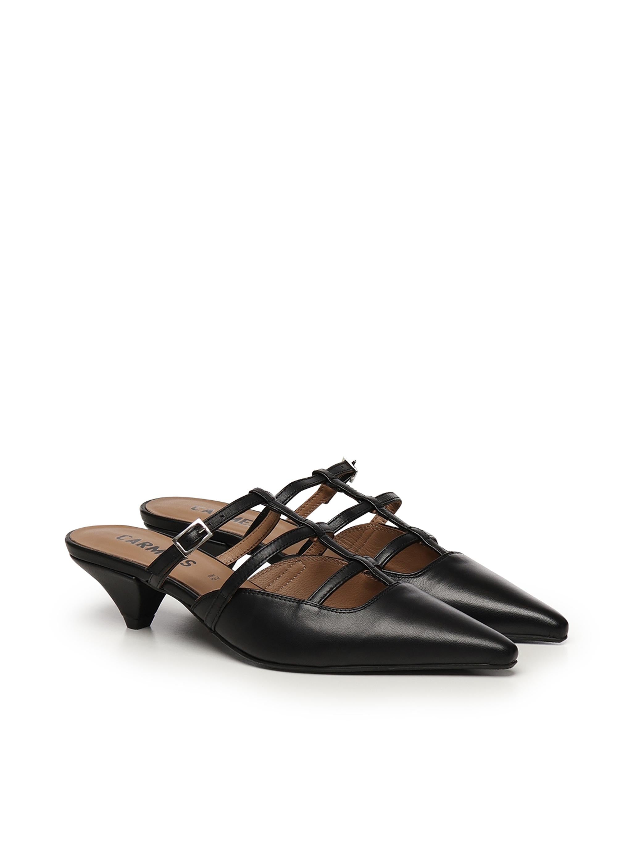 Sabot a listini in morbida pelle di vitello A55182 NERO CARMENS