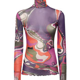 Top in tulle con stampa Orchidee 5UJM16 5U839017 PUCCI