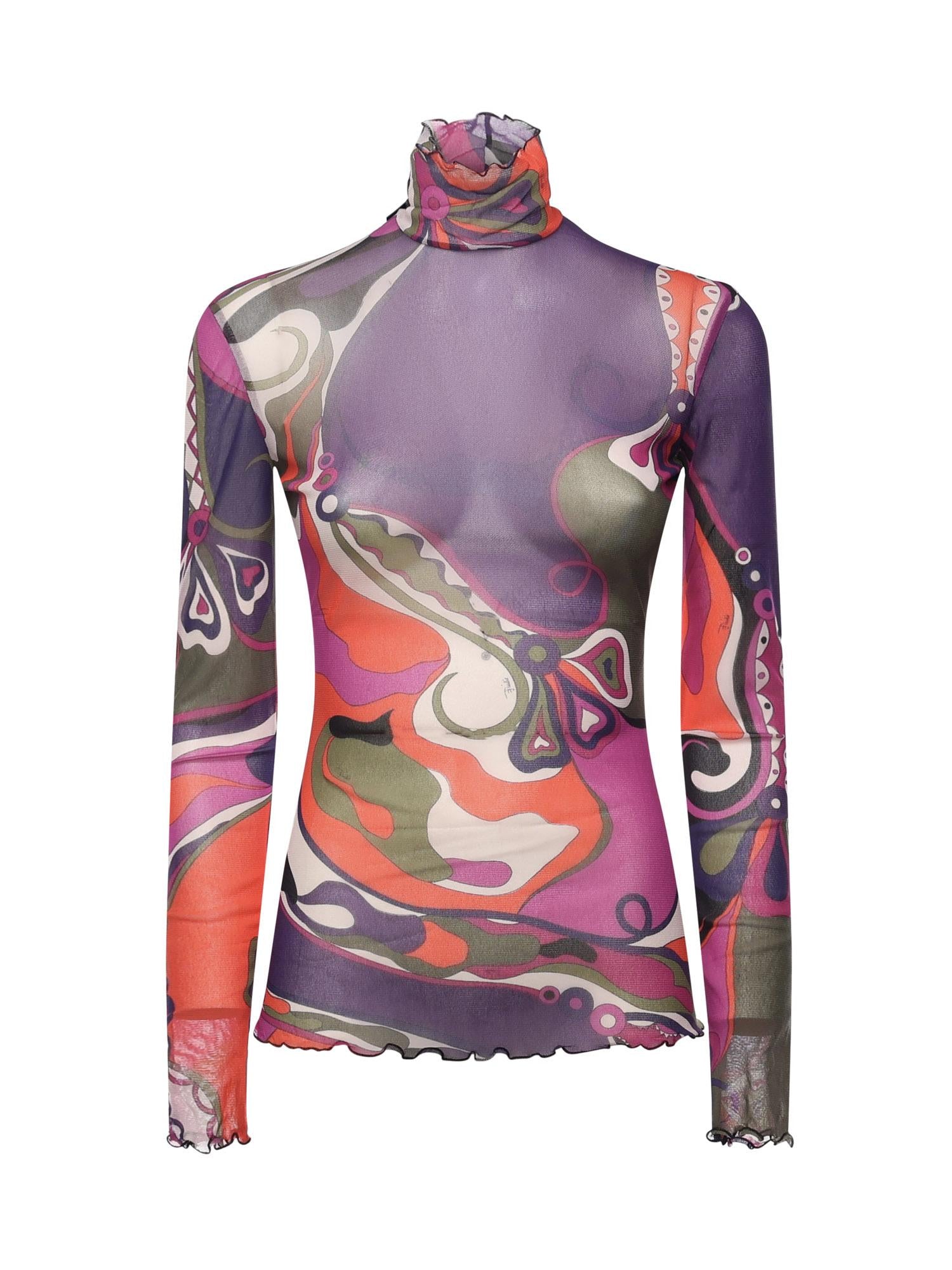 Top in tulle con stampa Orchidee 5UJM16 5U839017 PUCCI