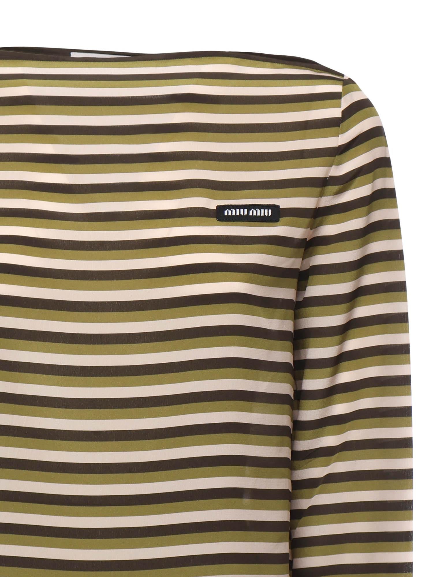 Top a righe con logo MT2144 1731F04DA MIU MIU