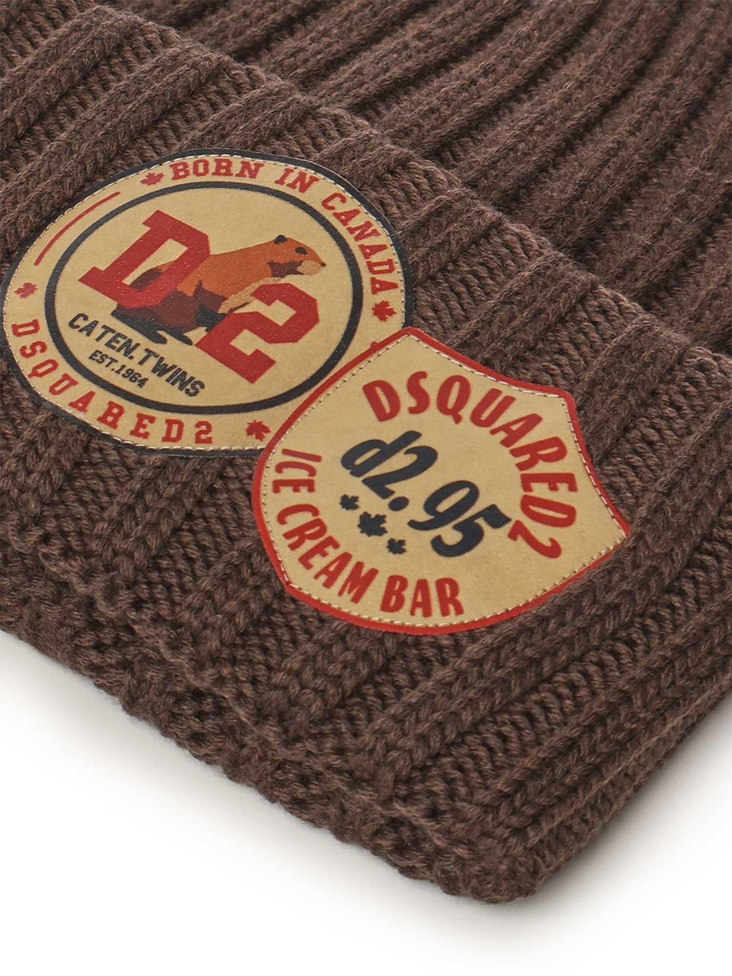 Cappello beanie con logo in lana KNM0202 5080 DSQUARED2