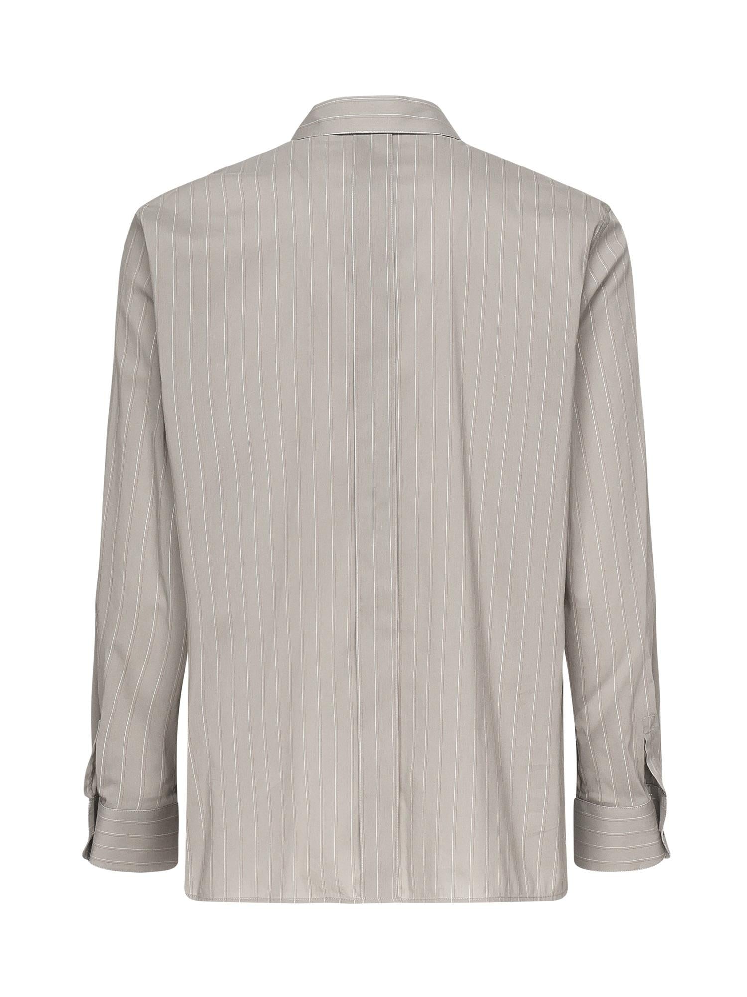 Camicia in cotone a righe e voile di seta 813932 Y2L951583 SAINT LAURENT