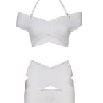 Candice dress SS24RTWDR087 GLOSSY SPANDEX/LACEVIRGIN WHITE POSTER GIRL