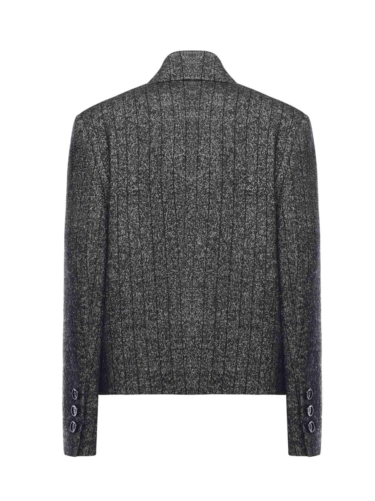 Giacca cropped in lana rigata F27FXT FRZANS8051 DOLCE & GABBANA