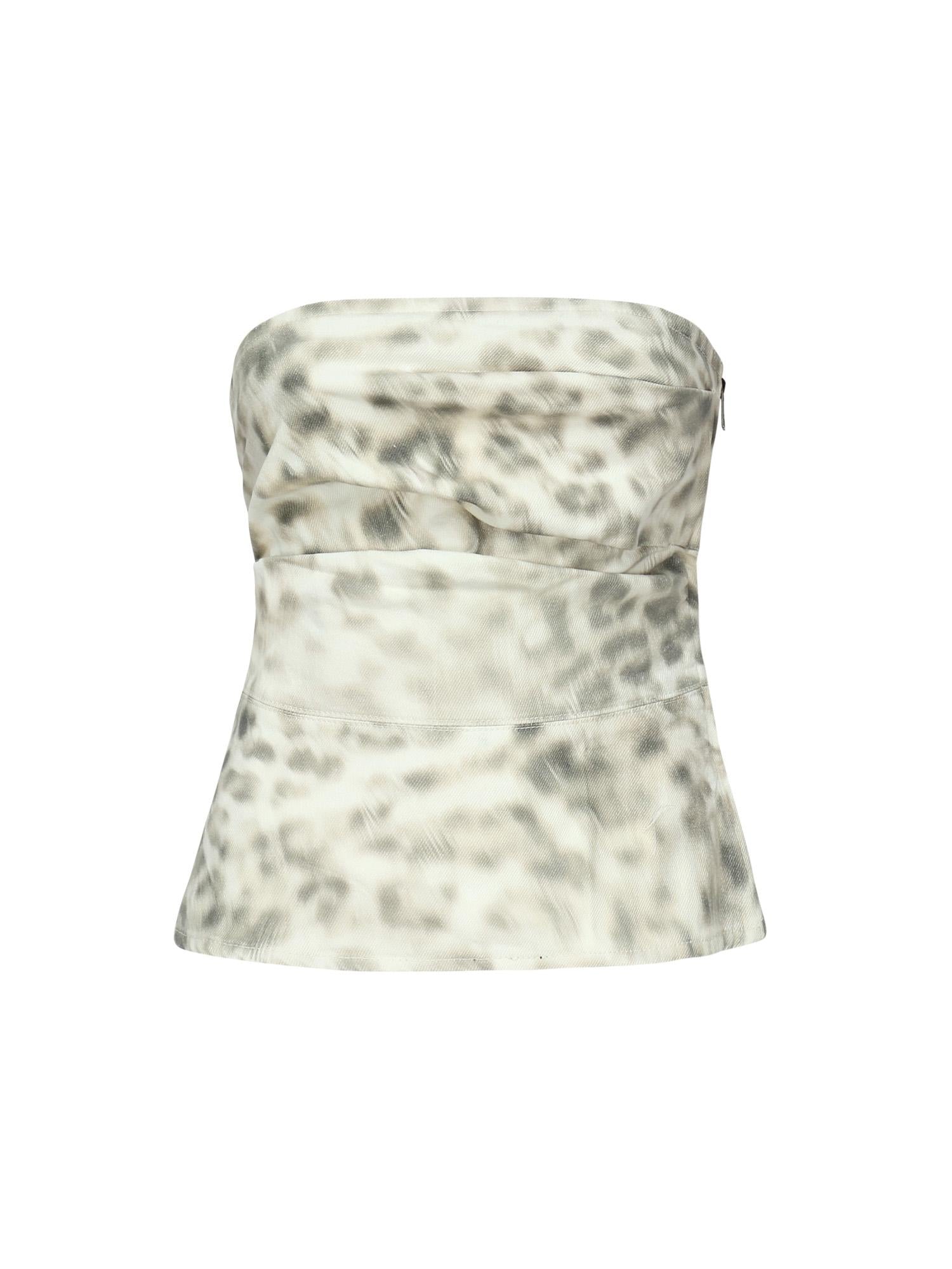 Top in denim con stampa 114504 2930 ROTATE