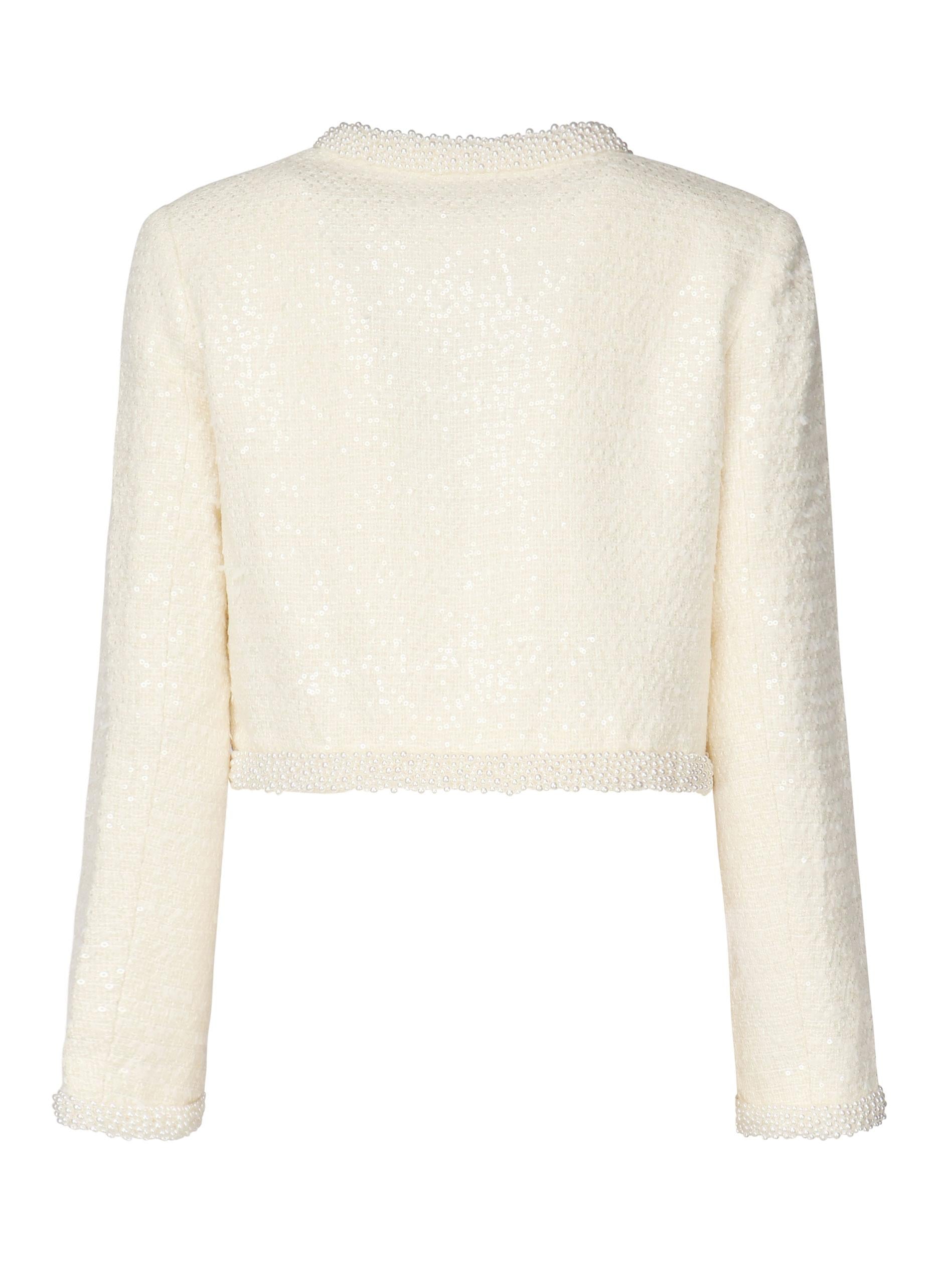 Giacca in bouclé crema con bordo di perle RS25164J C SELF-PORTRAIT