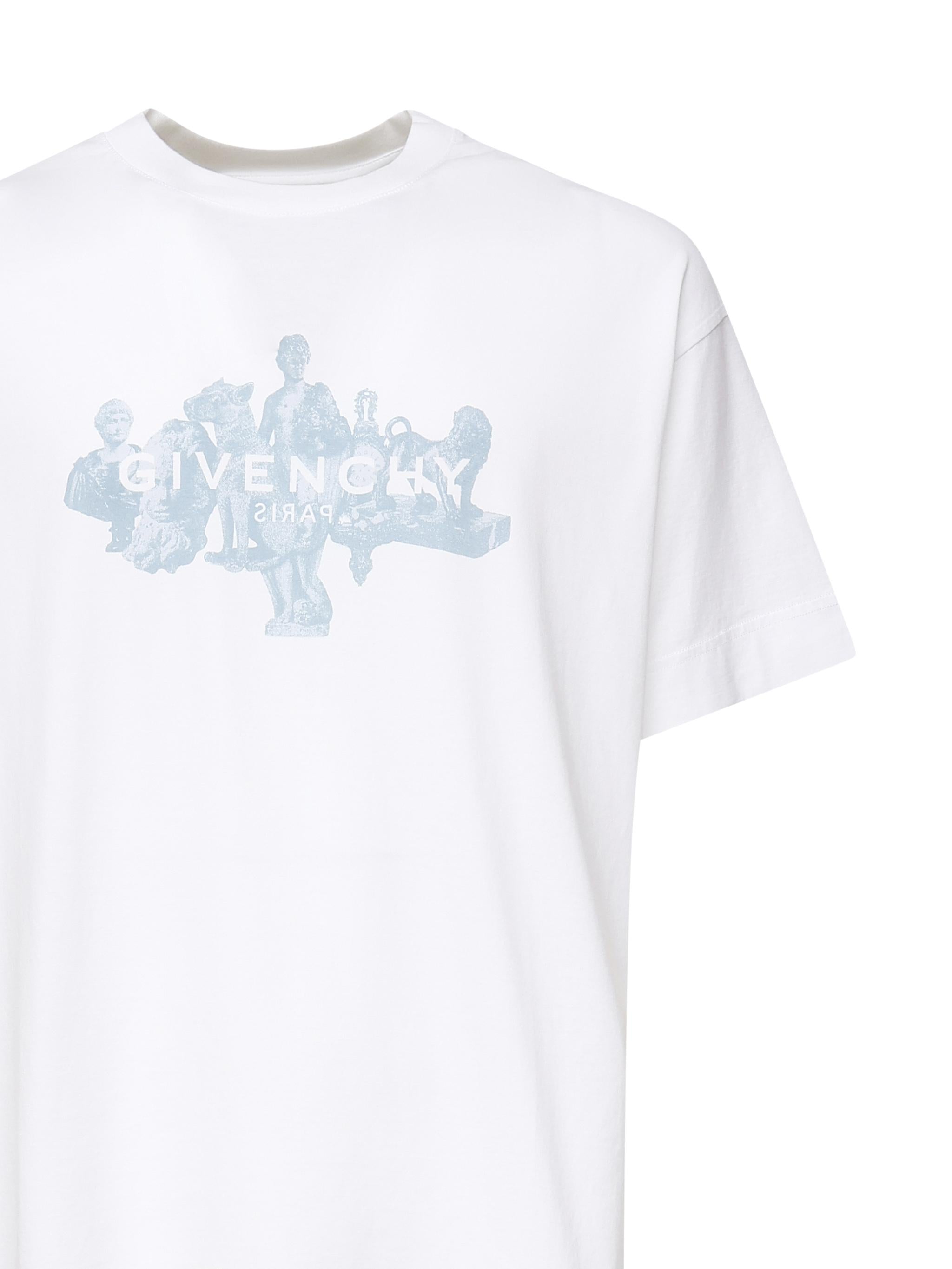 T-shirt con logo stampa frontale <BR/> BM71MG3YPL 100 GIVENCHY