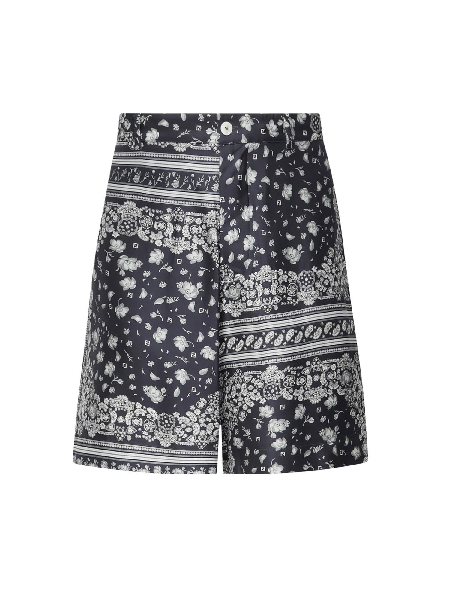 Pantaloncini in seta con stampa FB1014 AUVQF0U6K FENDI