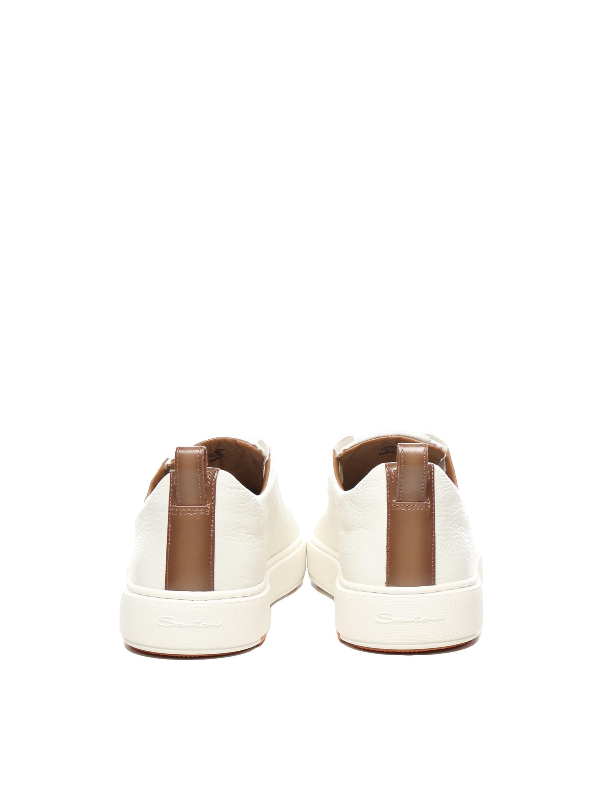 Sneakers slip-on in pelle MBCD21959BARS CBEI50WHITE SANTONI