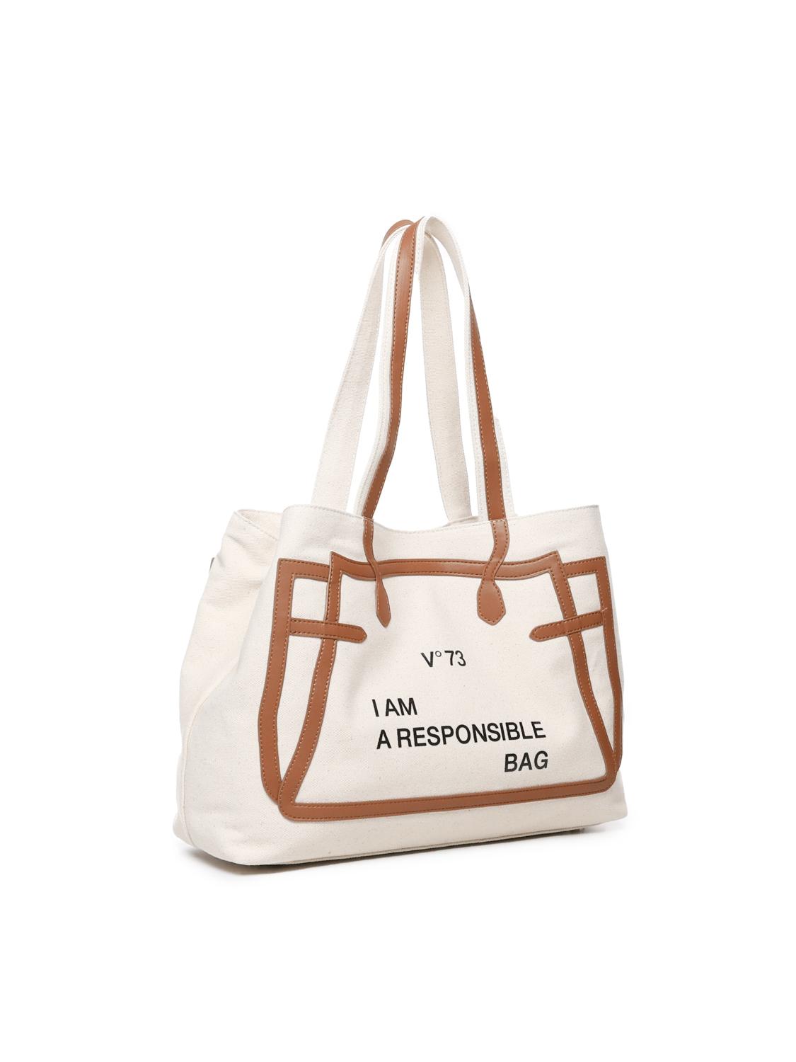 Borsa tote I am responsible 73BS7UH01 RESPONSIBILITY MUSTNATURALE/CUOIO V° 73