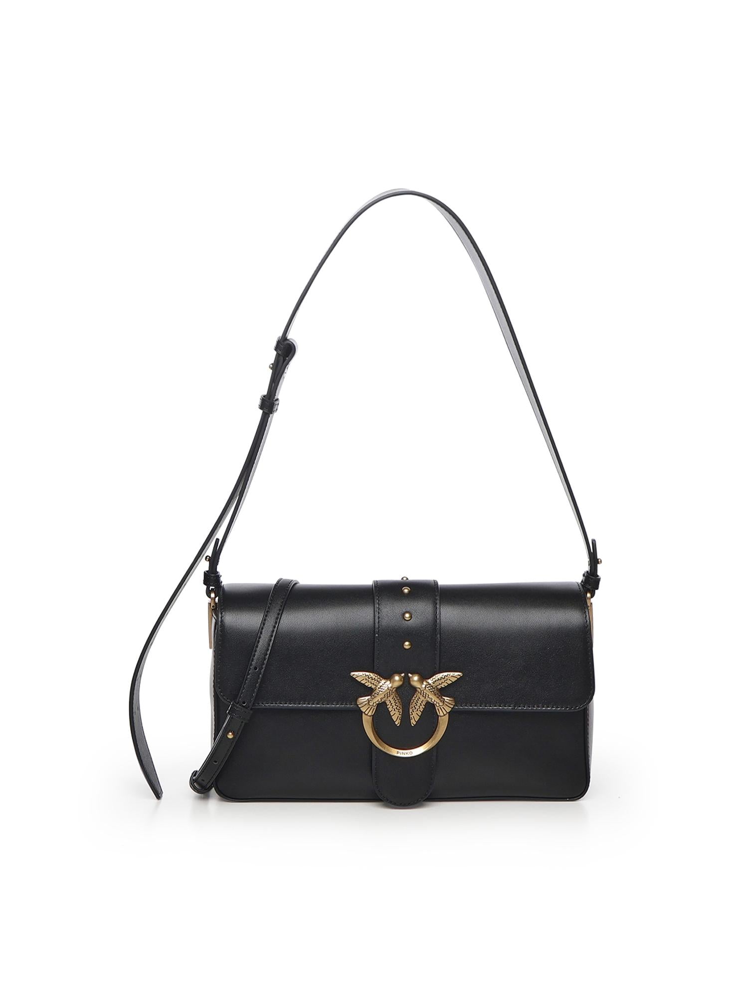 BORSA A SPALLA IN PELLE CON LOGO 104524 A0QOZ99Q PINKO