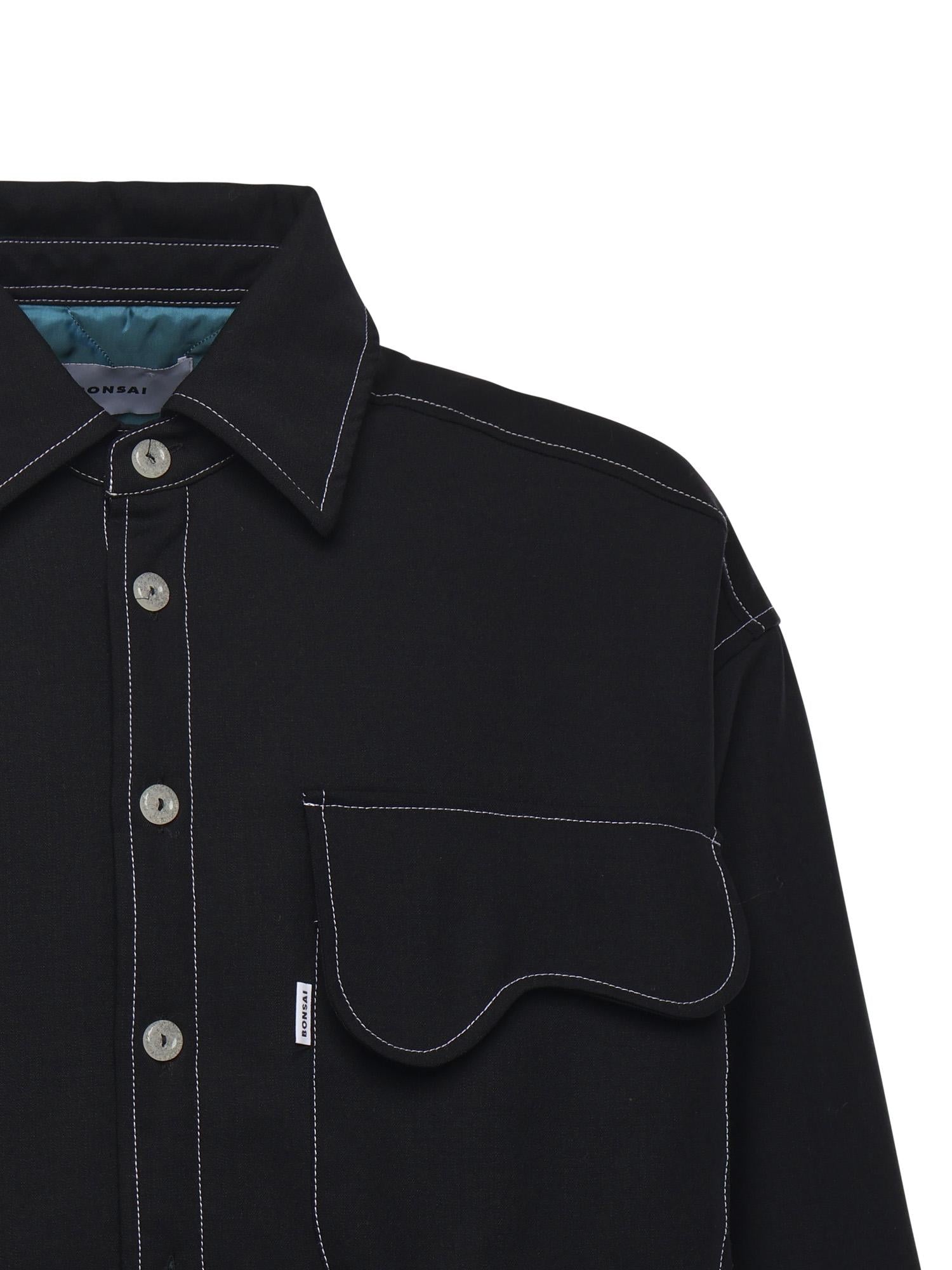 Overshirt con tasca sul petto SH003002 BLK BONSAI