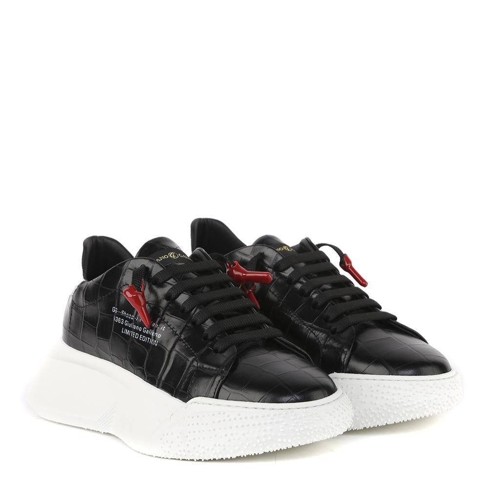 SNEAKERS NEMESIS IN PELLE STAMPA COCCODRILLO AI 2020 NEMESIS2 CROCKBLACK GIULIANO GALIANO