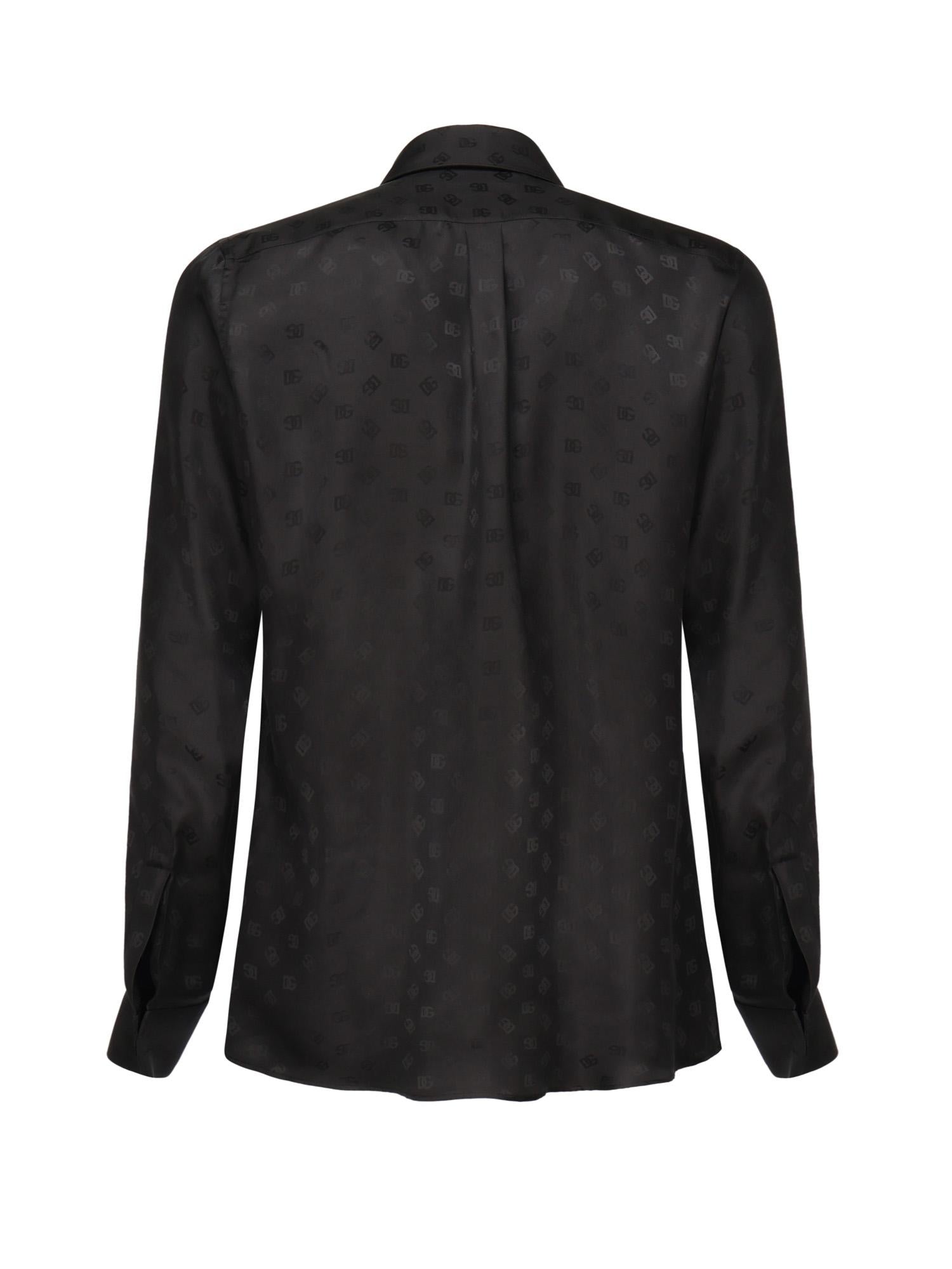 Camicia Martini in seta jacquard logo G5MM4T FJ1JYN0000 DOLCE & GABBANA