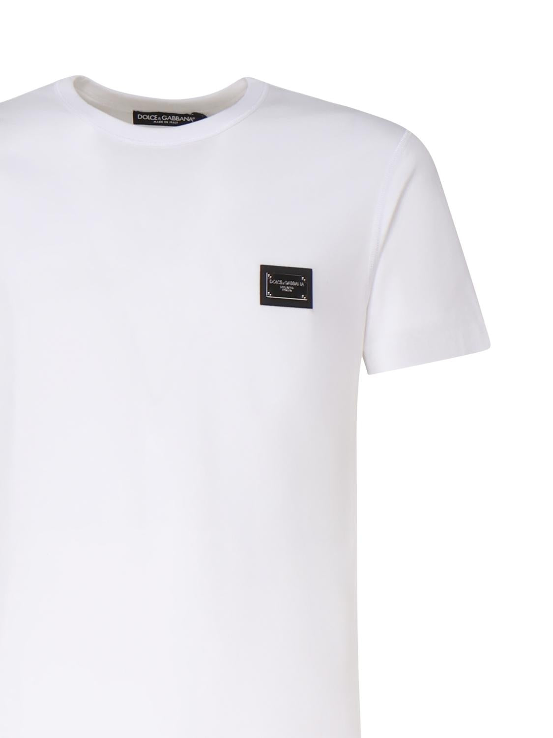 T-shirt in cotone con logo plaque G8PT1T G7F2IW0800 DOLCE & GABBANA