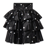 Abito corto a pois in raso con ruches 113901 1000 ROTATE