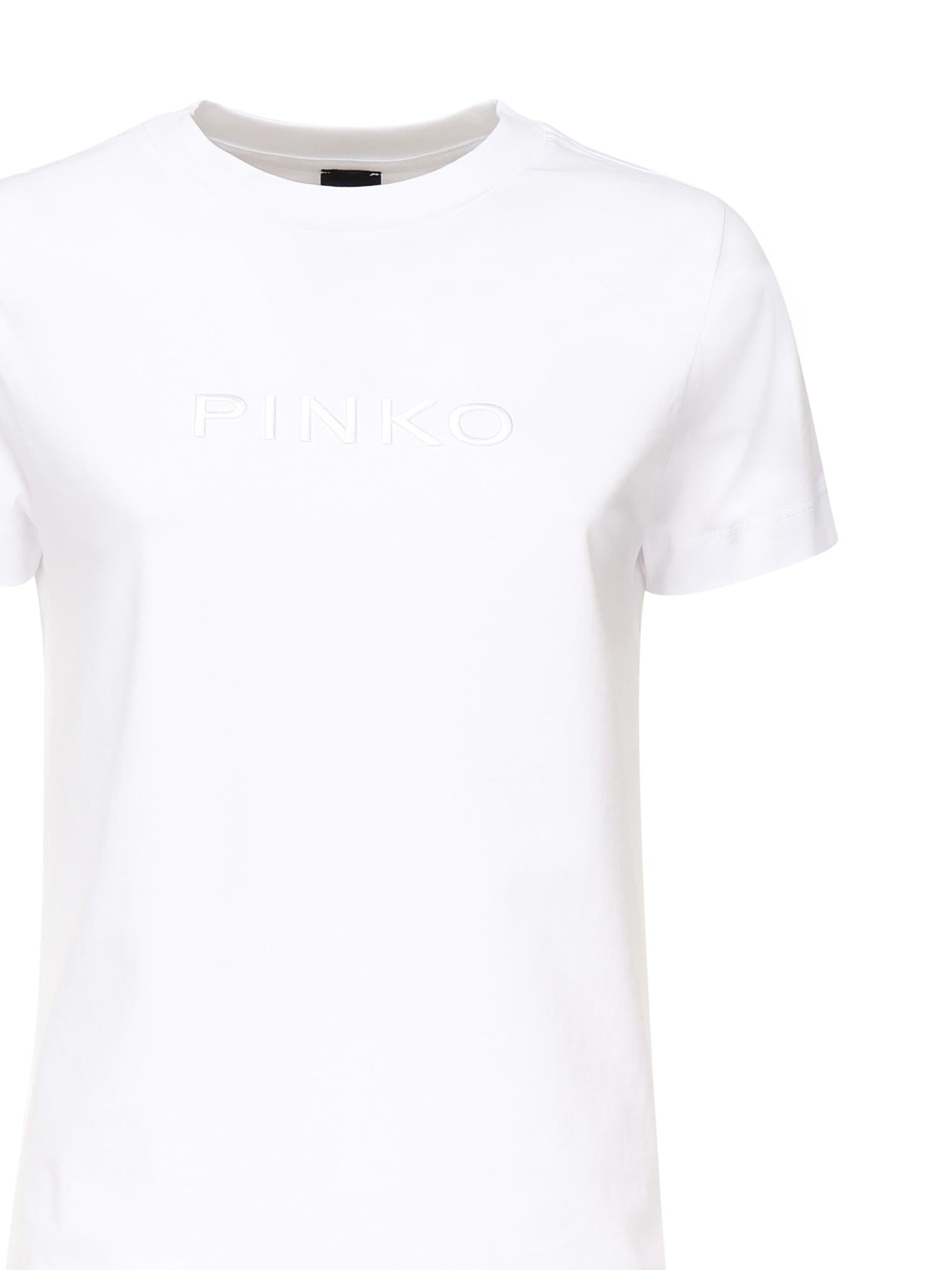 T-shirt con ricamo logo lettering 101752 A2RDZ04 PINKO